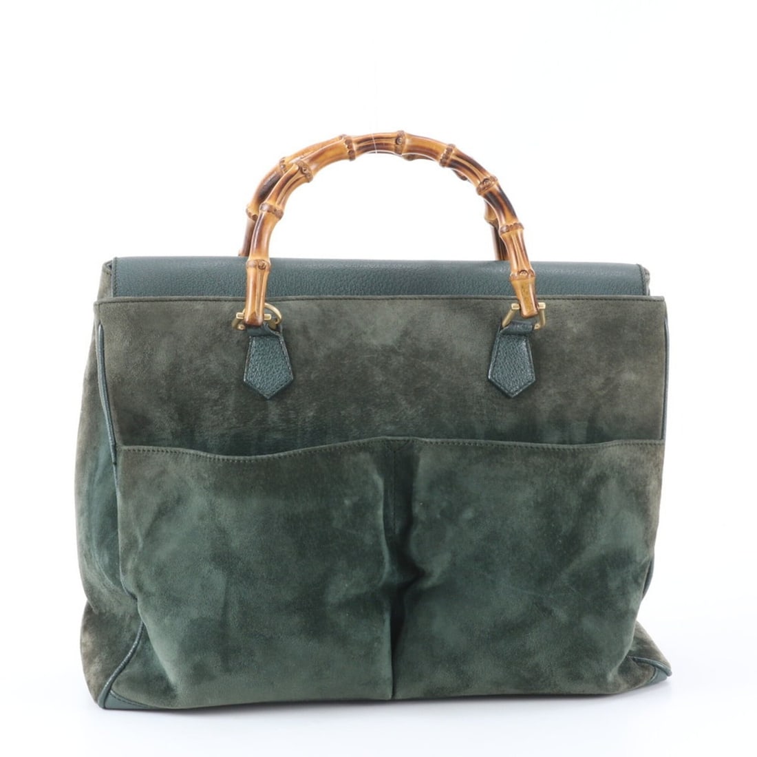 Excellent condition vintage old Gucci bamboo suede 002 2855 leather Boston handbag tote bag for: --- Catalog ---Category: SizeSize (HxWxD): 29cm x 38cm x 16cm / 11.41'' x 14.96'' x 6.29''Handle Length: 39cm / 15.35''Category: DesignType: Handbag, Tote bagColor: Green, KhakiGender: WomenSeason: Vi