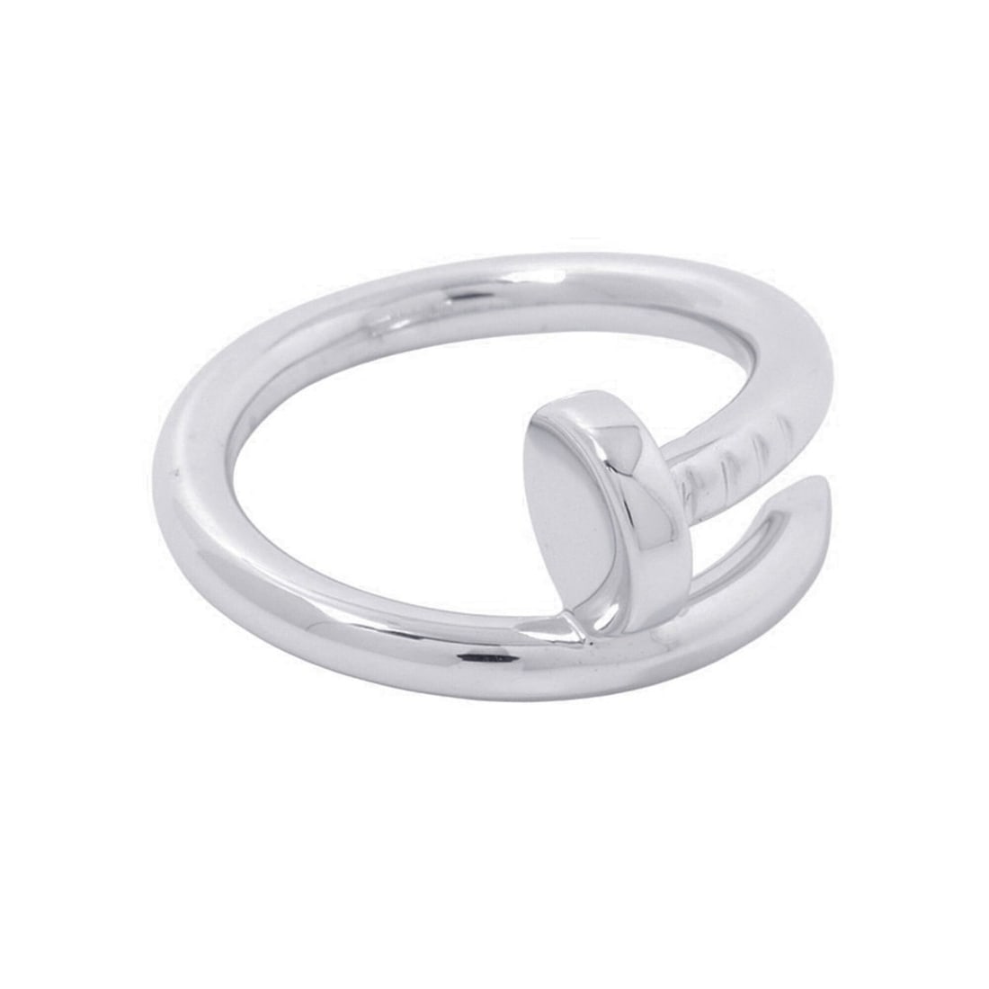 Cartier Juste un Clou Ring, 18K White Gold, Classic Model, Ring Size 50, B4099250.: --- Catalog ---Category: SizeUS Size: 5.5Brand Size: 50Category: DesignType: Band ringGender: WomenMaterial: White gold (18K)Category: GeneralMPN: B4099200/B4099250Brand: Cartier--- Item List ---Secti