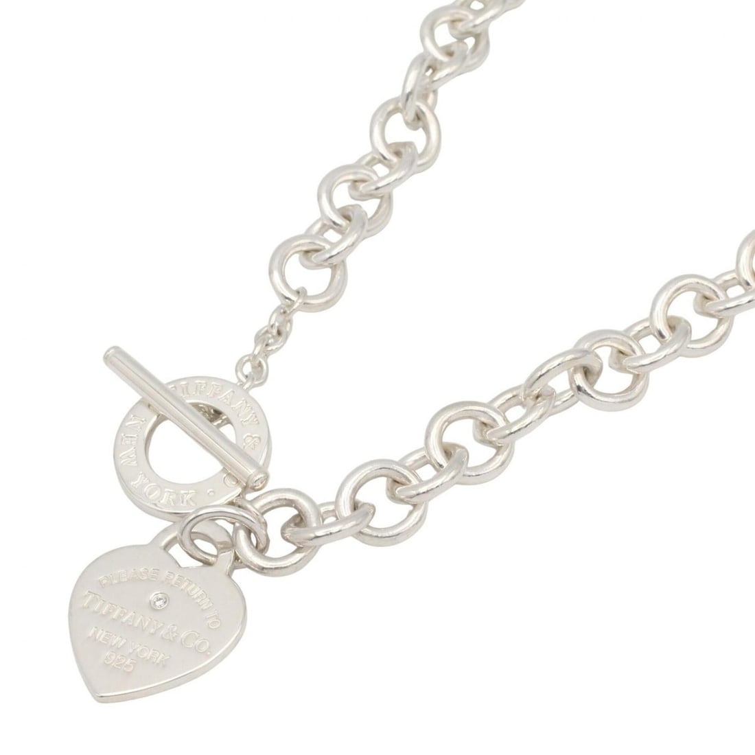 Tiffany & Co. Return to Heart Tag Necklace - Sterling Silver 925 with Diamonds Women's Silver-tone (1 of 9)