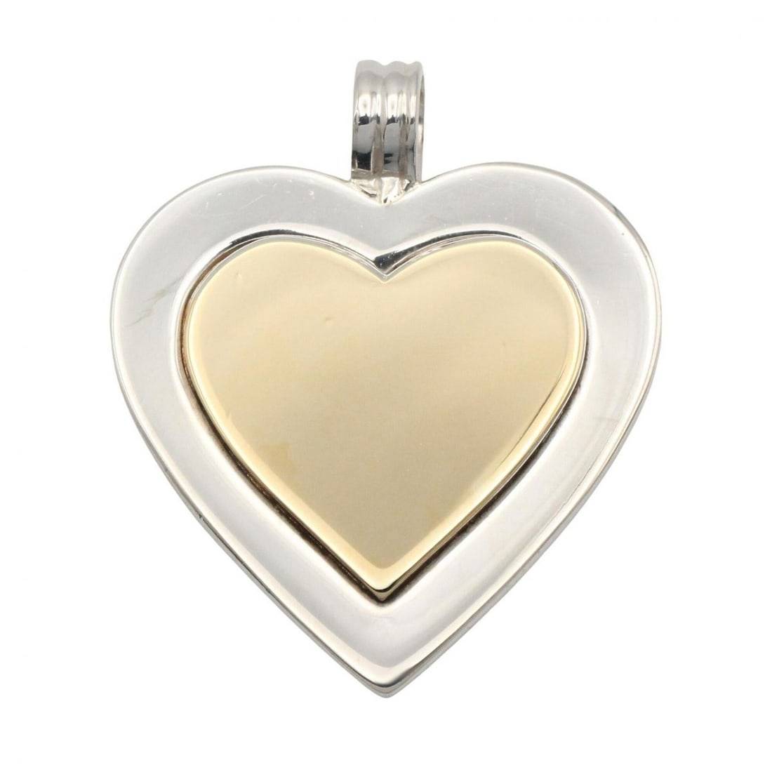 Tiffany & Co. Heart Pendant Top - 18K (Yellow Gold) Stainless Steel Women's Gold/Silver Tones: --- Catalog ---Category: SizeWeight: 10g / 0.35oz.Pendant Size: 30.7mm x 26mm / 1.2'' x 1.02''Category: DesignColor: YellowMetal: GoldGender: WomenMaterial: Stainless steelMetal Purity: 18KPendant Typ