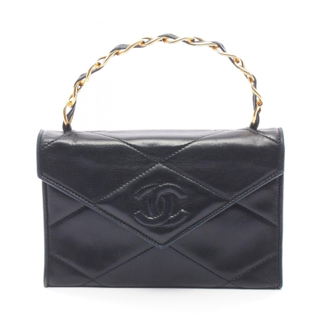 Chanel Coco Mark Diamond Stitch Handbag, Lambskin Leather, Women's, Black: --- Catalog ---Category: SizeSize (HxWxD): 13cm x 19.5cm x 4.5cm / 5.11'' x 7.67'' x 1.77''Category: DesignType: HandbagColor: BlackGender: WomenMaterial: Leather Hardware Color: GoldLeather/Fur Type: