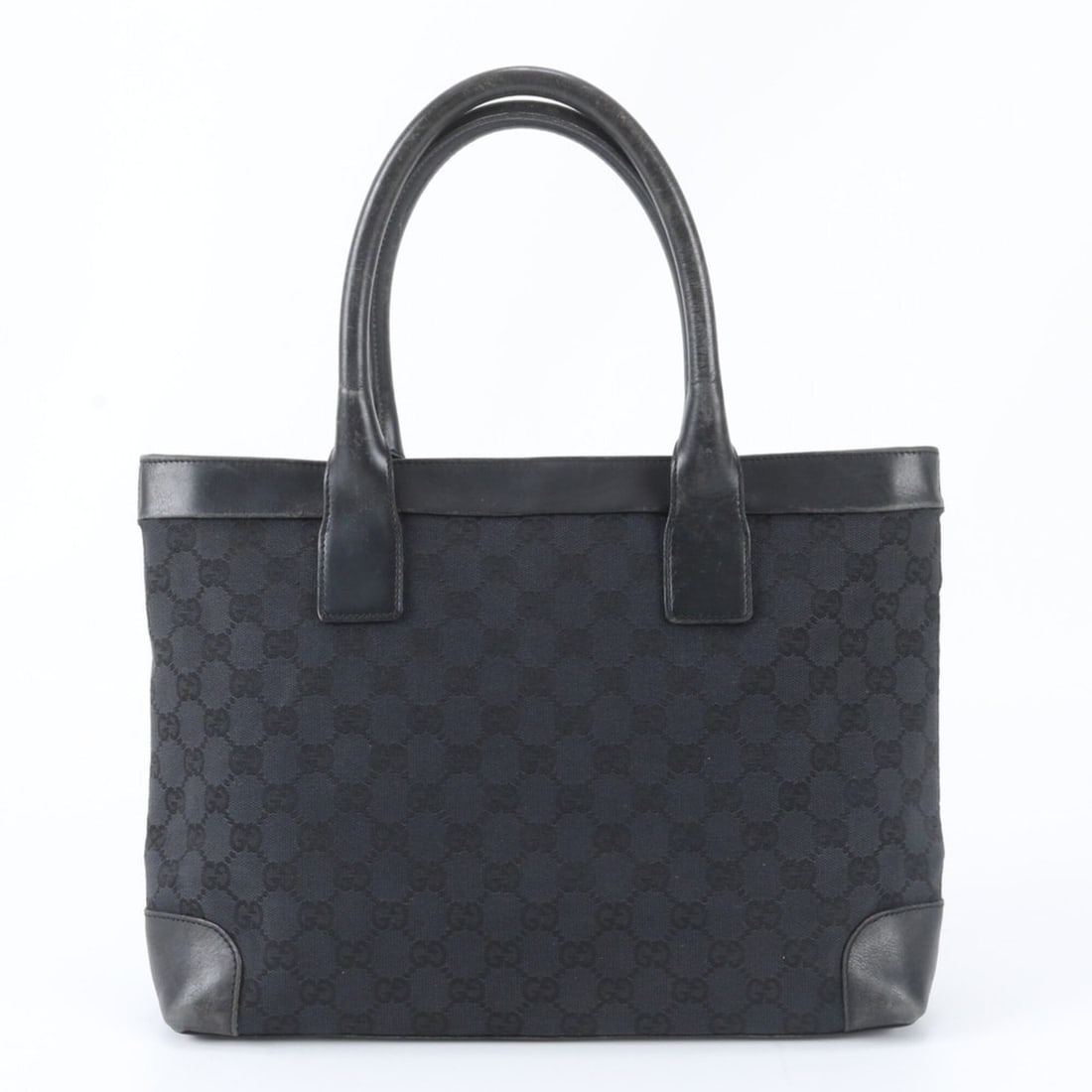 Gucci GG Canvas 002 1119 Leather Tote Bag Handbag Shoulder Black Women's: --- Catalog ---Category: SizeSize (HxWxD): 24cm x 31cm x 9cm / 9.44'' x 12.2'' x 3.54''Handle Length: 45cm / 17.71''Category: DesignType: HandbagColor: BlackGender: WomenMaterial: Leather , GG canvas 