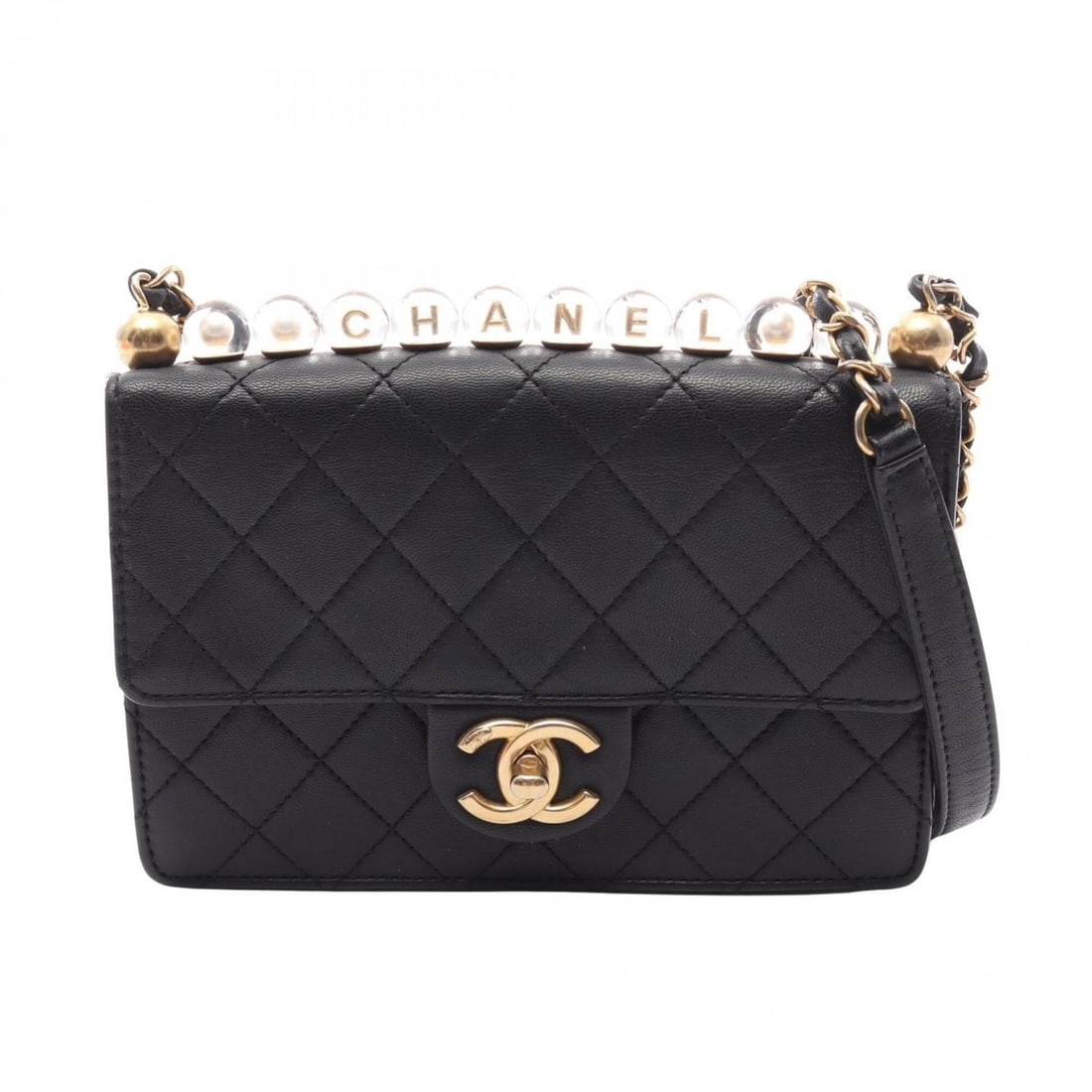 Chanel Matelassé Shoulder Bag/Handbag, Lambskin Leather, Women's, Black: --- Catalog ---Category: SizeSize (HxWxD): 13cm x 19cm x 3.5cm / 5.11'' x 7.48'' x 1.37''Category: DesignType: Handbag, Shoulder bagColor: BlackGender: WomenMaterial: Leather Hardware Color: GoldLeath