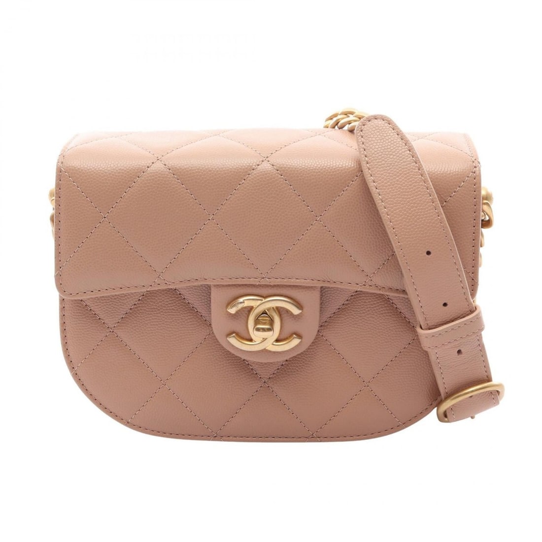 Chanel Matelassé Shoulder Bag/Handbag, Calfskin Leather, Women's, Beige (1 of 10)