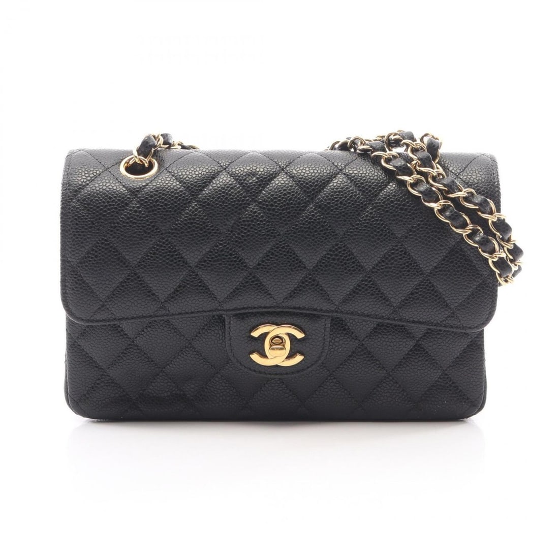 Chanel Matelassé Double Flap Shoulder Bag/Handbag, Calfskin Leather, Women's, Black (A01113) (1 of 9)