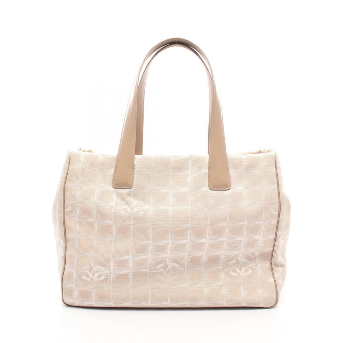 Chanel New Travel Line MM Tote Bag Handbag Leather Nylon Canvas Women's Beige A15991 (1 of 11)