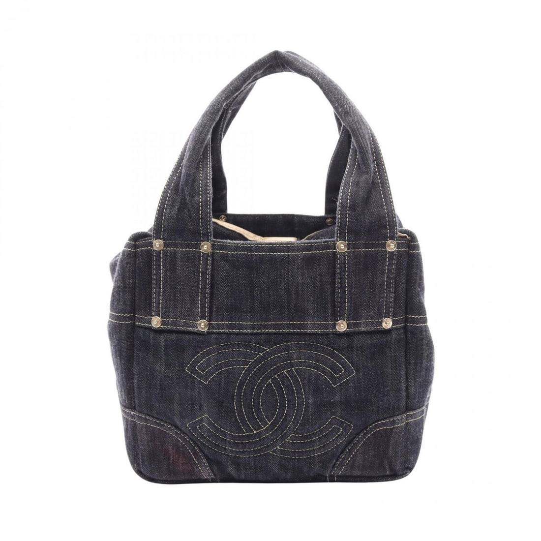Chanel Sparkling Denim Coco Mark Handbag, Leather, Women's, Navy, A31985: --- Catalog ---Category: SizeSize (HxWxD): 20cm x 22cm x 14.5cm / 7.87'' x 8.66'' x 5.7''Category: DesignType: HandbagColor: NavyGender: WomenMaterial: Denim , Leather Category: GeneralMPN: A31985Bran