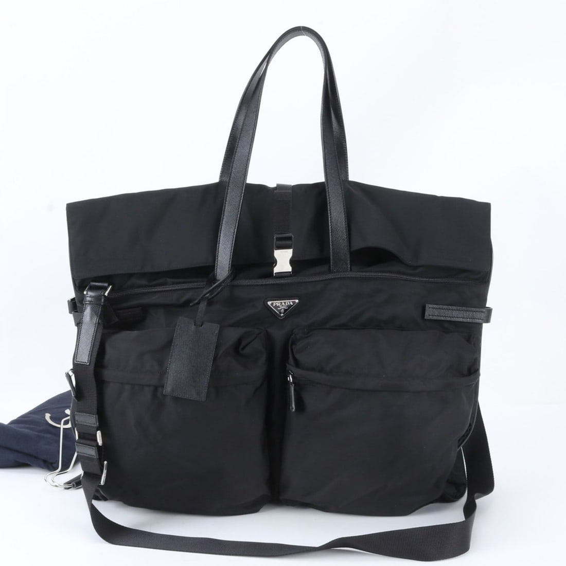 Excellent condition Prada Tessuto nylon triangular logo leather 2-way garment bag, shoulder (1 of 17)