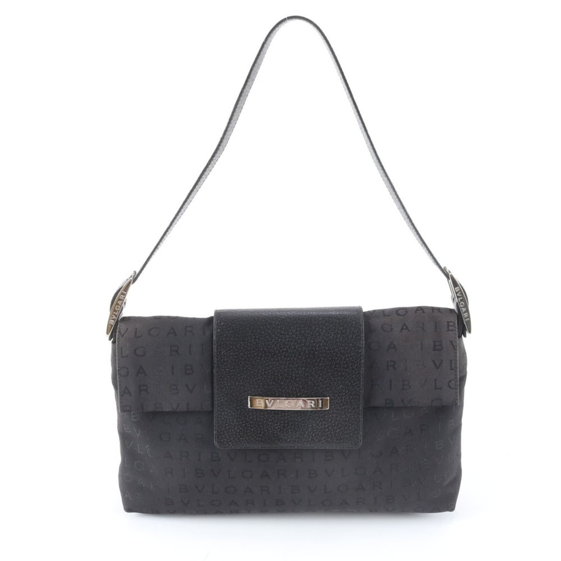 Excellent condition Bvlgari Logomania leather and canvas one-shoulder bag, shoulder handbag, black,: --- Catalog ---Category: SizeSize (HxWxD): 20cm x 30cm x 10cm / 7.87'' x 11.81'' x 3.93''Category: DesignType: Handbag, Shoulder bagColor: BlackGender: WomenMaterial: Leather , Canvas Category: Genera