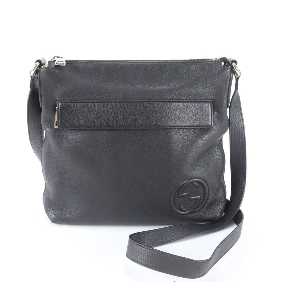 Excellent condition Gucci Interlocking G 322059 leather shoulder bag, crossbody messenger black,: --- Catalog ---Category: SizeSize (HxWxD): 26cm x 27cm x 6cm / 10.23'' x 10.62'' x 2.36''Category: DesignType: Messenger bag, Shoulder bagColor: BlackGender: MenMaterial: Leather Category: GeneralBran