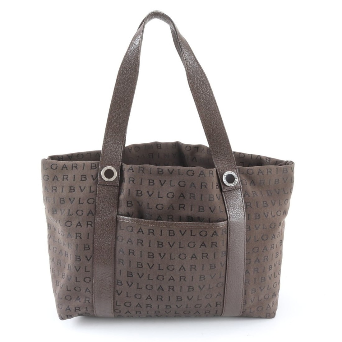 Excellent condition Bvlgari Logomania leather and canvas tote bag/handbag/shoulder bag, brown,: --- Catalog ---Category: SizeSize (HxWxD): 26cm x 33cm x 14cm / 10.23'' x 12.99'' x 5.51''Category: DesignType: Shoulder bag, Tote bagColor: BrownGender: Men,WomenMaterial: Leather , Canvas Category: 