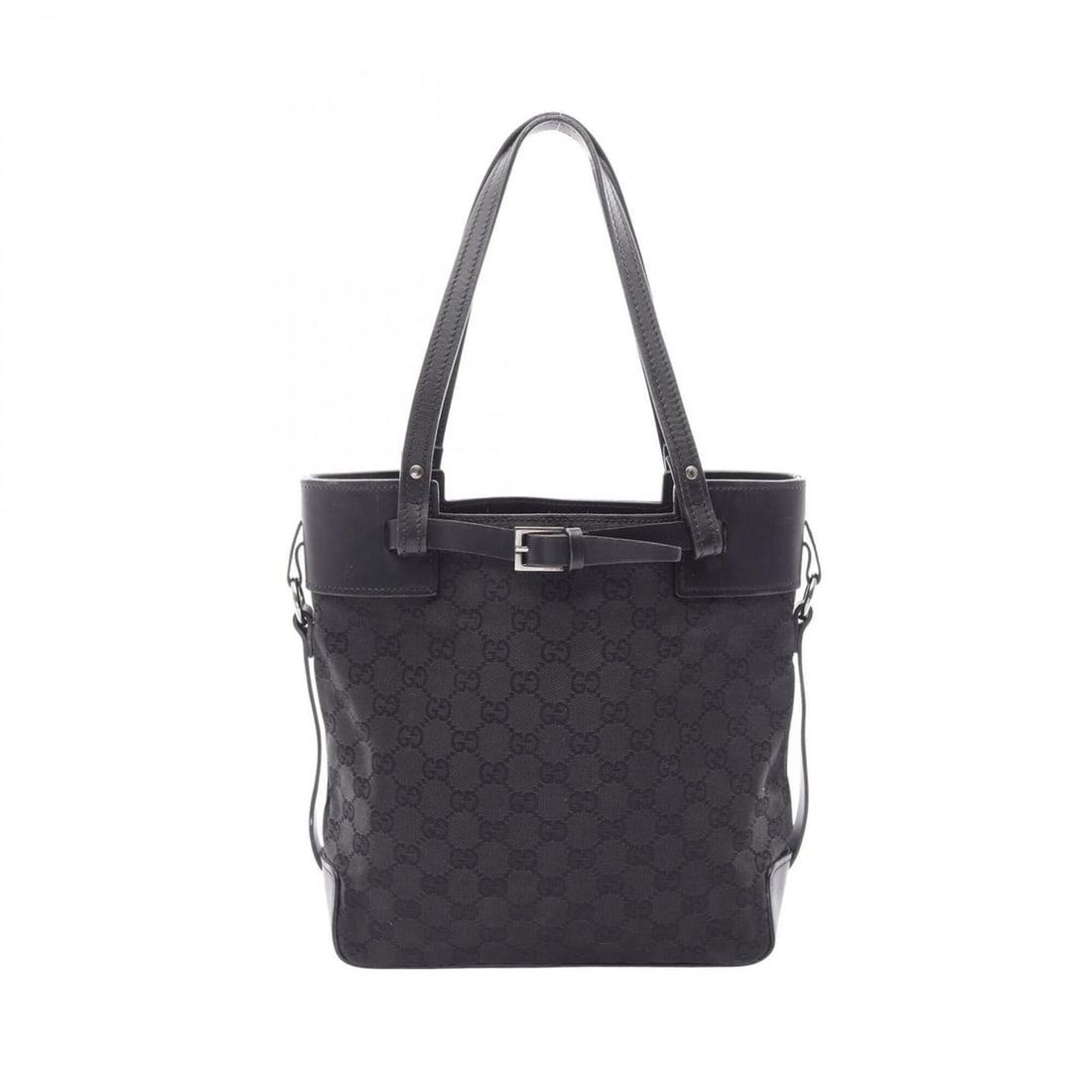 Gucci GG Canvas Tote Bag Handbag Leather Women's Black 107757 (1 of 15)