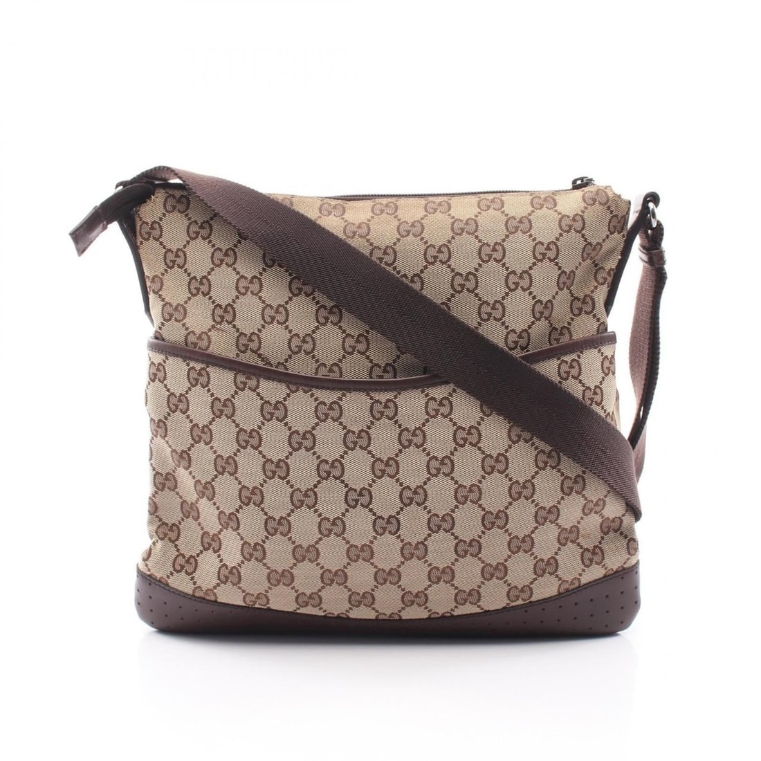 Gucci GG Canvas Shoulder Bag/Handbag, and Leather, Women's, Beige/Brown, 145857: --- Catalog ---Category: SizeSize (HxWxD): 28cm x 31cm x 3cm / 11.02'' x 12.2'' x 1.18''Category: DesignType: Shoulder bagColor: Beige, BrownGender: WomenMaterial: Canvas , Leather Category: GeneralBr