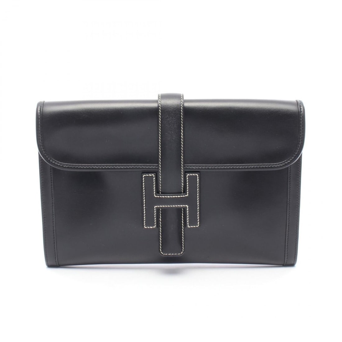 Hermes Jige PM Second Bag Clutch Handbag Calfskin (Cowhide) Box Calf Women's Black (1 of 18)