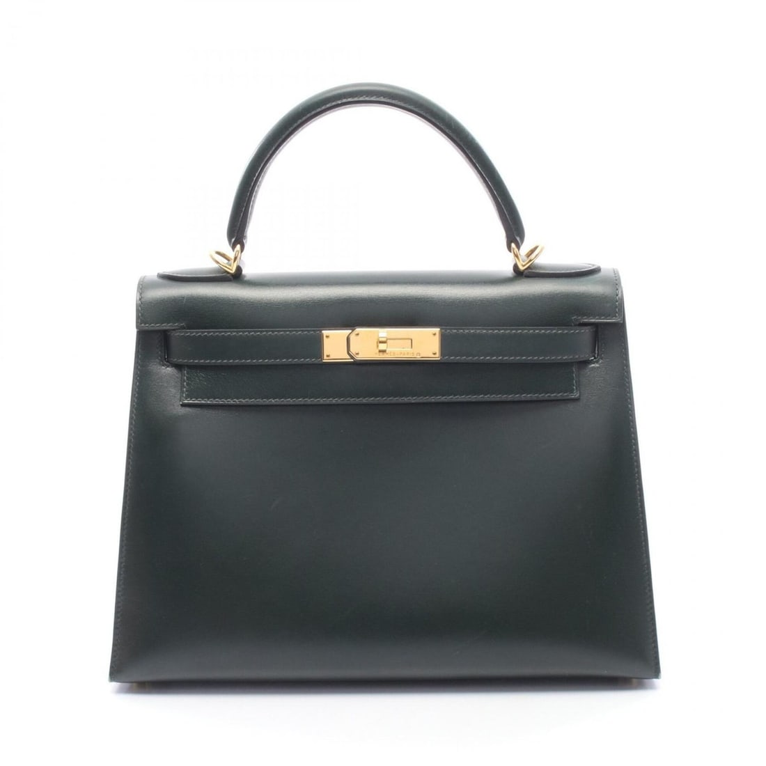 Hermes Kelly 28, 2-way handbag, calfskin (box calf leather), women's, green.: --- Catalog ---Category: SizeSize (HxWxD): 21cm x 28cm x 11cm / 8.26'' x 11.02'' x 4.33''Category: DesignType: HandbagColor: GreenGender: WomenMaterial: Box calf leather Category: GeneralBrand: Hermes
