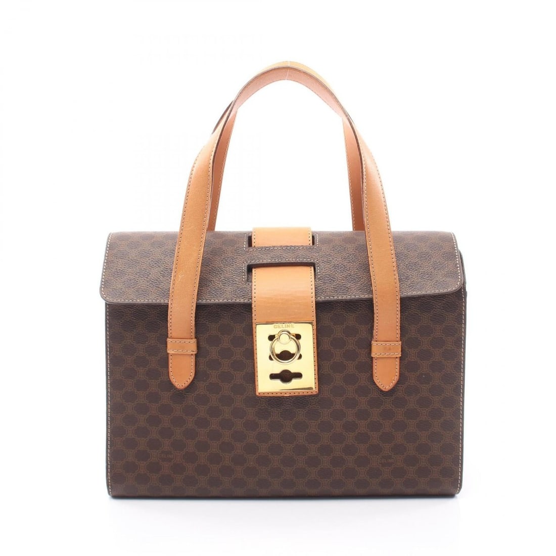 Celine Macadam Handbag, Coated Canvas Leather, Women's, Brown (1 of 13)