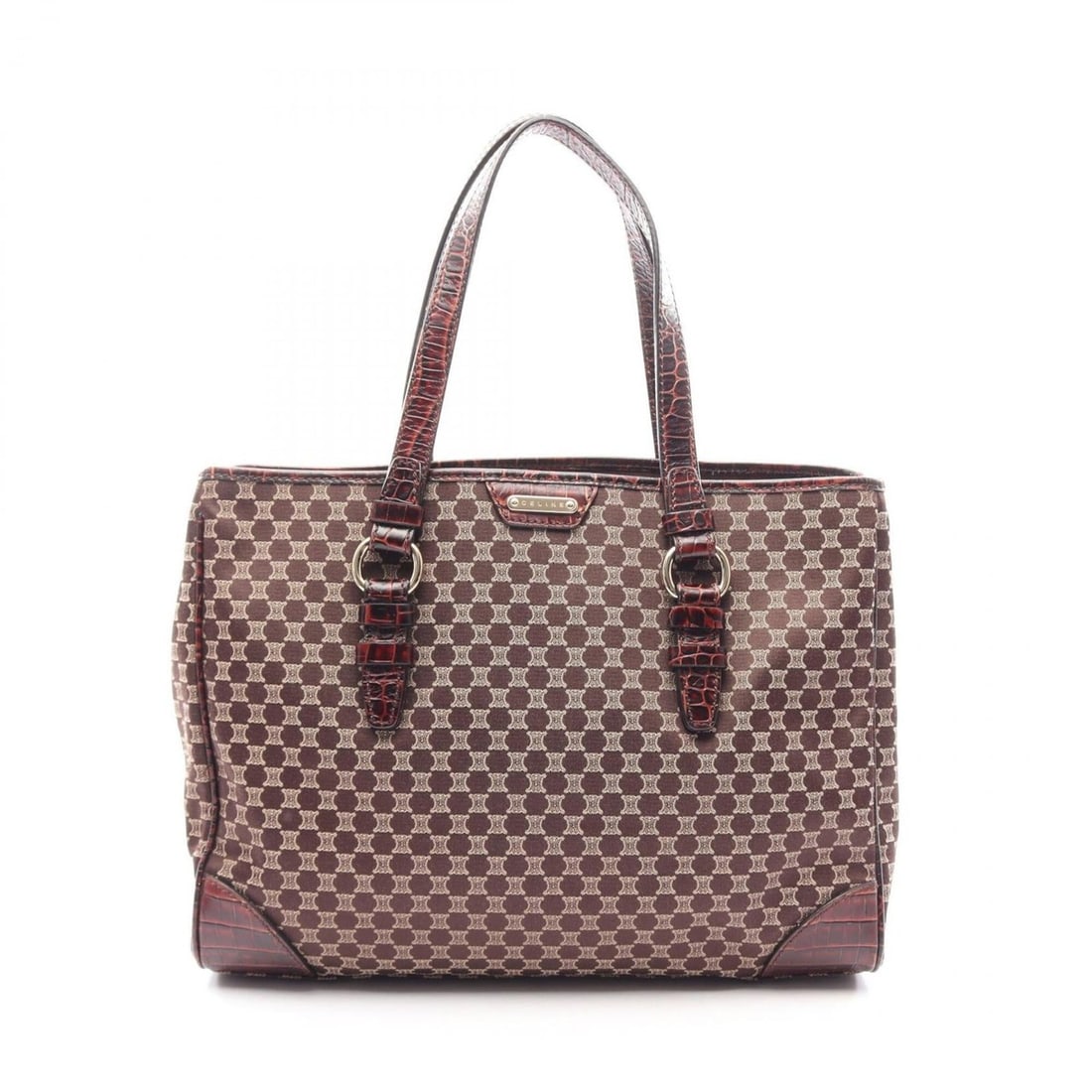Celine Macadam Tote Bag Handbag Canvas Leather Women's Brown (1 of 10)