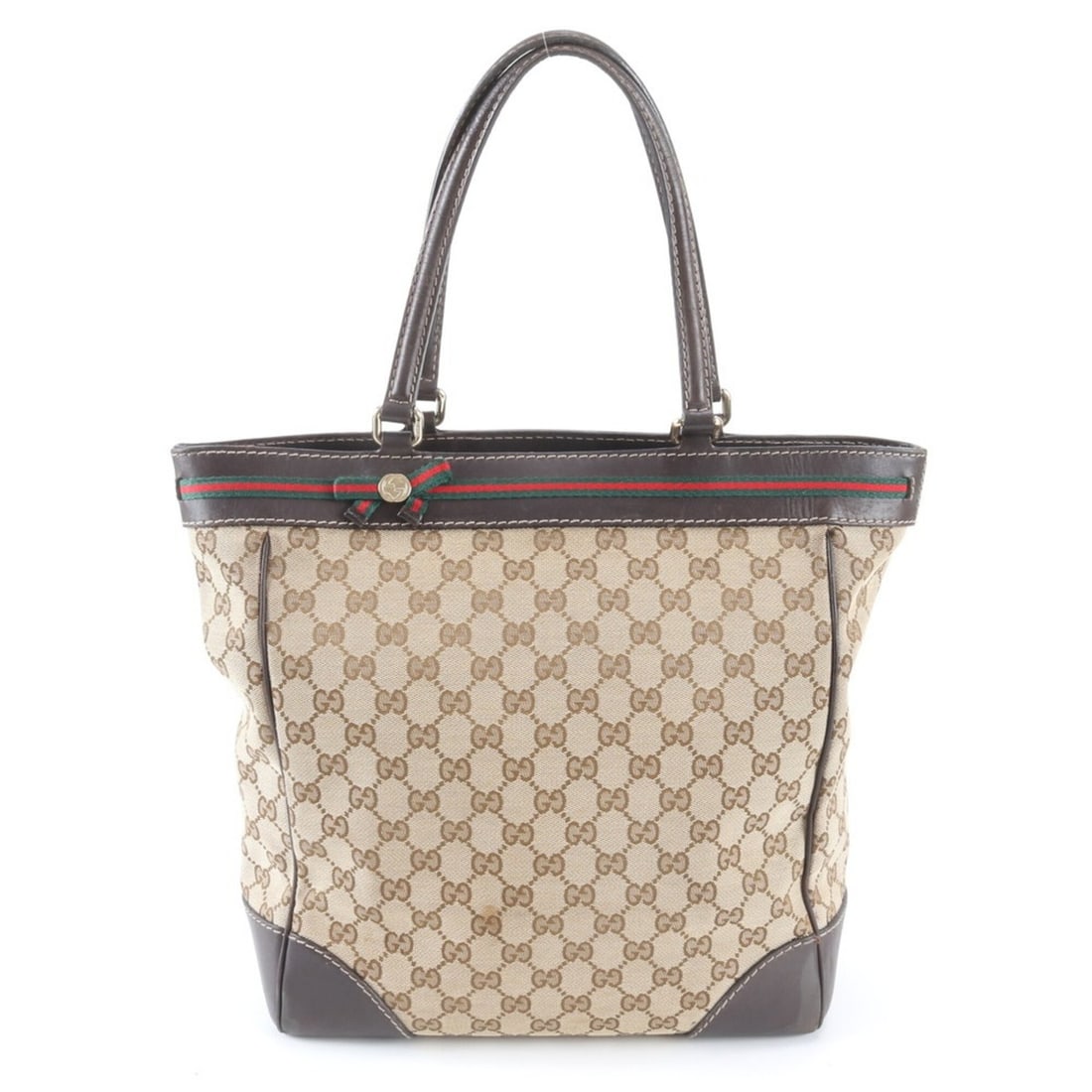 Gucci GG Canvas Sherry Line Mayfair Leather Tote Bag Handbag Shoulder for Women (1 of 9)