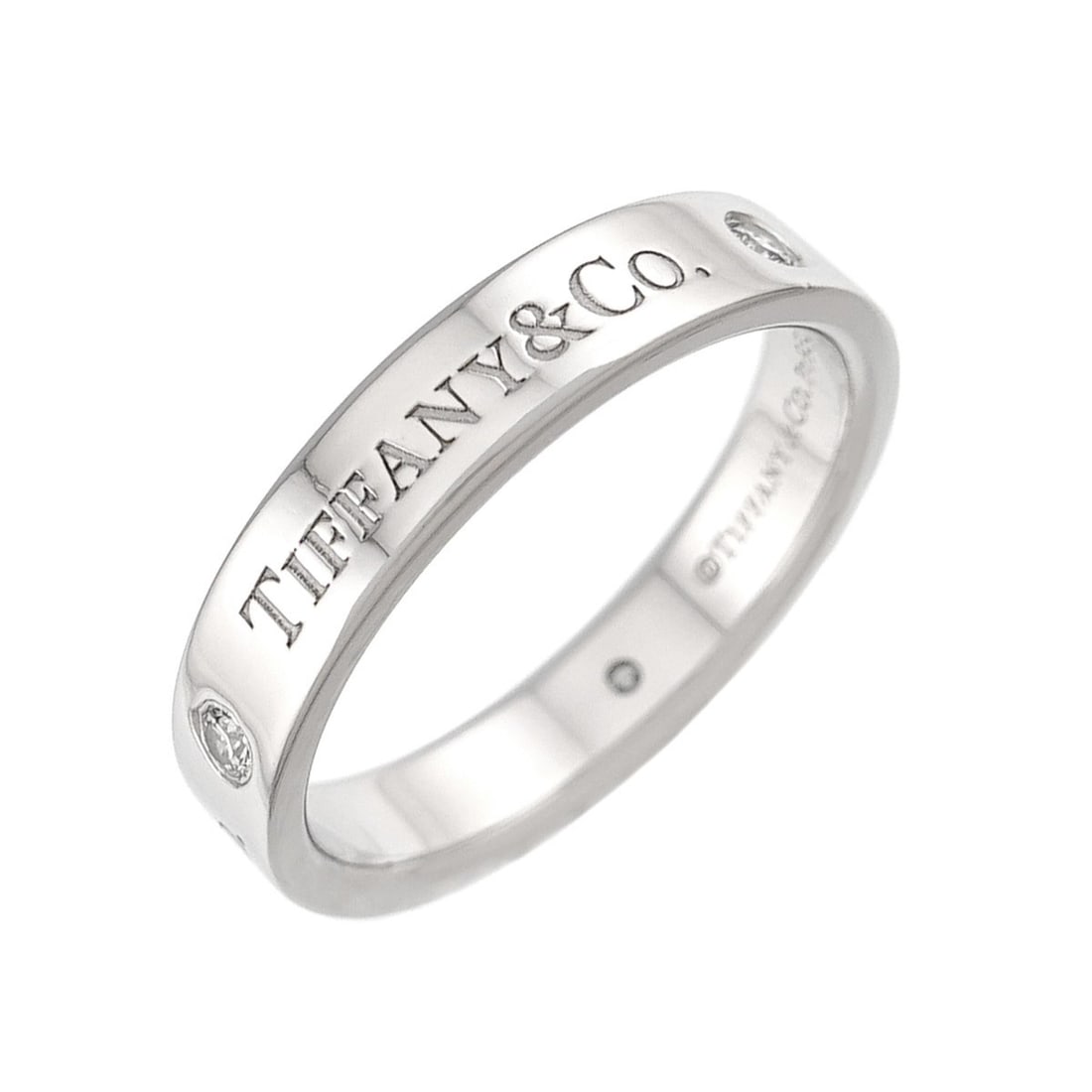 Tiffany & Co. T&CO Flat Band Ring, 3 Diamonds, Platinum (Pt): --- Catalog ---Category: SizeJP Size: 13.5US Size: 6.5Category: DesignType: Band ringGender: WomenMaterial: Platinum 950Category: GeneralBrand: Tiffany--- Item List ---Section: ConditionRanking: Rank 
