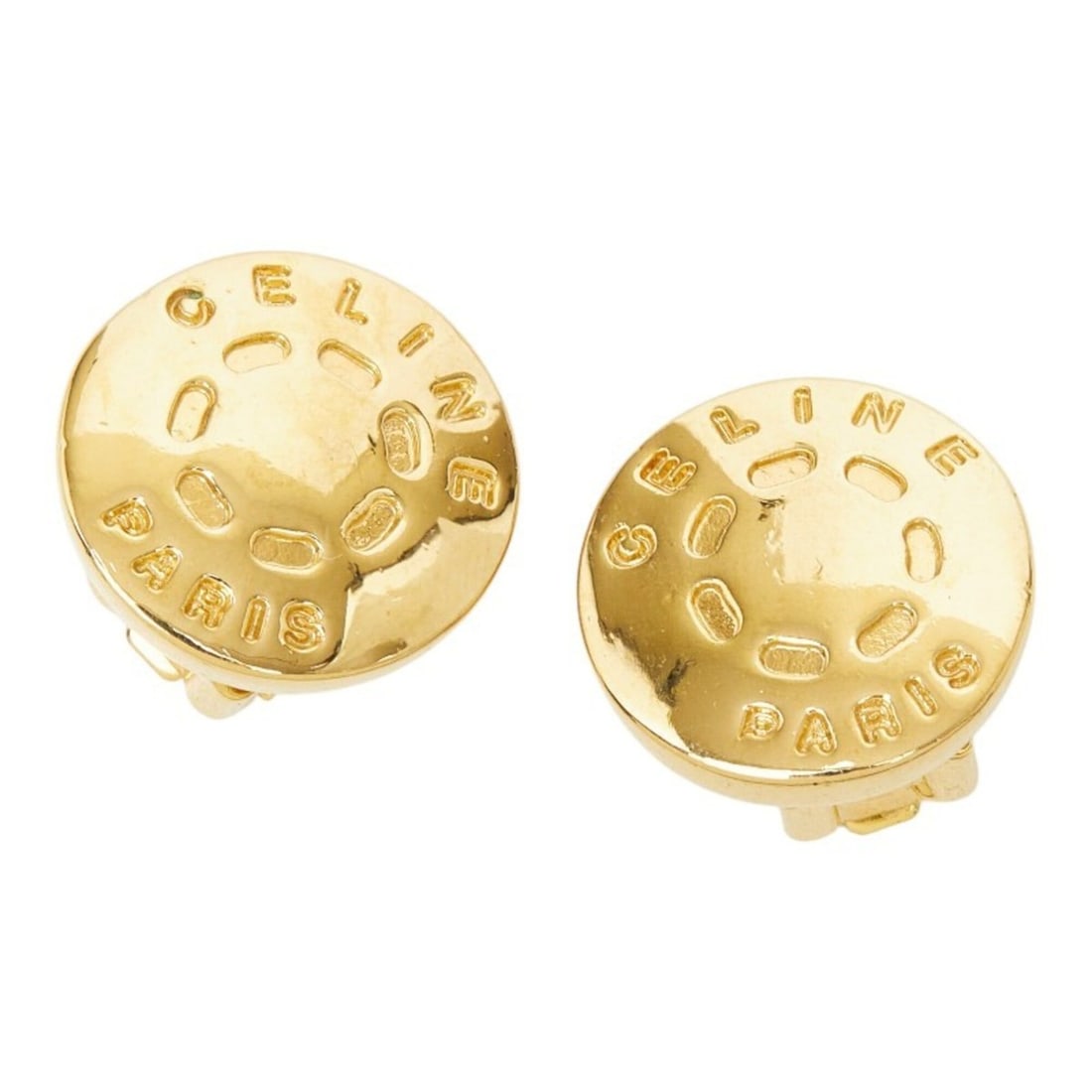 Celine Logo Round Earrings, Gold Plated (GP), Women's.: --- Catalog ---Category: SizeSize (HxWxD): 18.10mm x 18.10mm / 0.71'' x 0.71''Category: DesignType: Clip earringsColor: GoldGender: WomenMaterial: Gold platingCategory: GeneralBrand: Celine--- Item Li