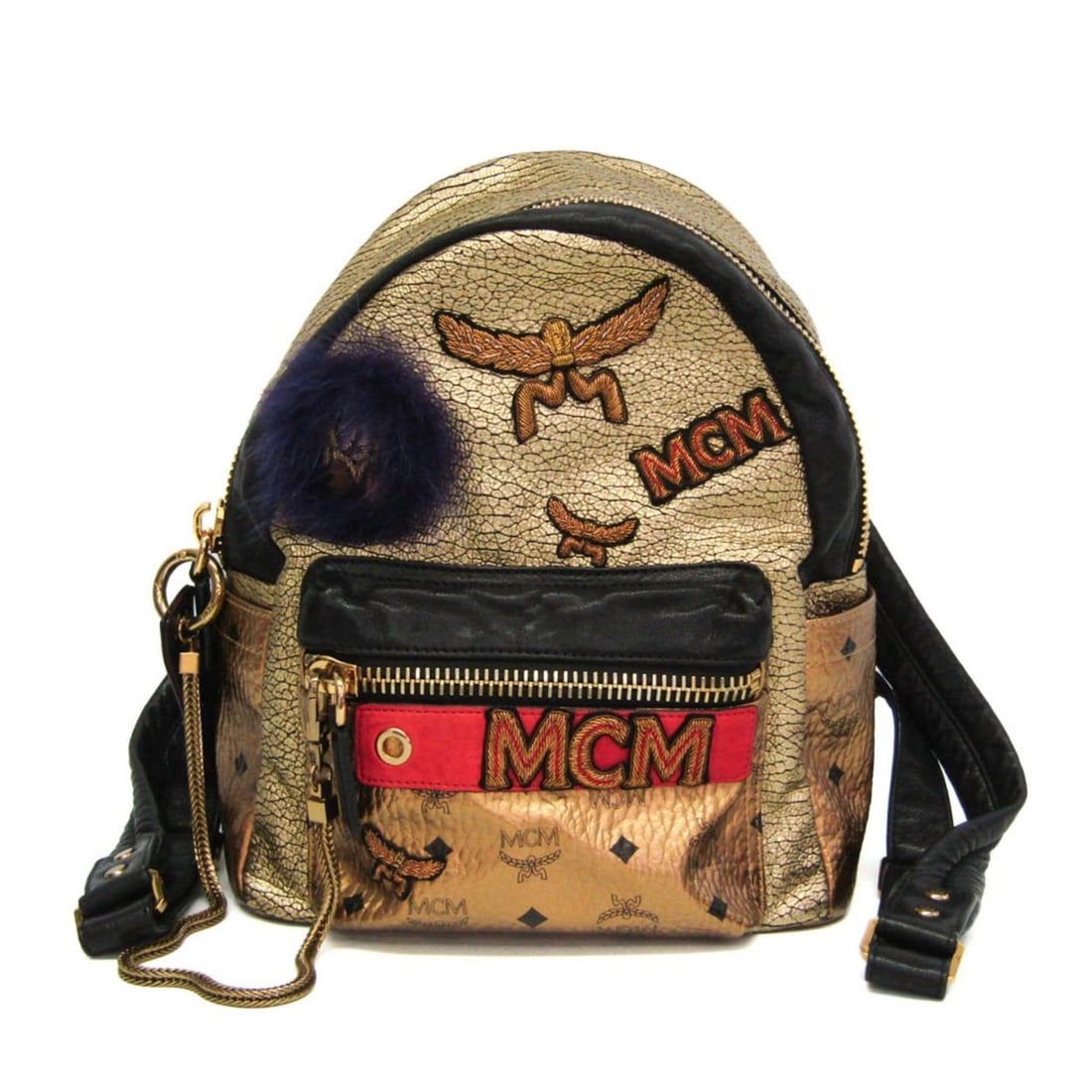 MCM Visetos Stark Insignia Women's Coated Canvas,Leather Backpack Gold,Black: --- Catalog ---Category: SizeSize (HxWxD): 32cm x 26cm x 13cm / 12.59'' x 10.23'' x 5.11''Strap Length: 74cm - 89cm / 29.13'' - 35.03''Handle Length: 20cm / 7.87''Category: DesignType: BackpackColor: 