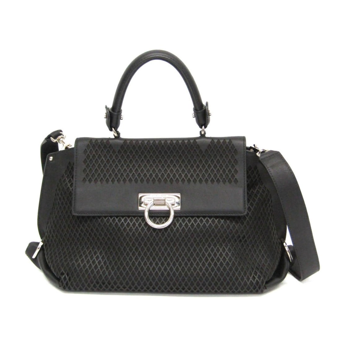 Salvatore Ferragamo Gancini Sofia FZ-21 E326 Women's Leather Handbag,Shoulder Bag Black: --- Catalog ---Category: SizeSize (HxWxD): 21cm x 40cm x 16cm / 8.26'' x 15.74'' x 6.29''Strap Length: 105cm - 115cm / 41.33'' - 45.27''Handle Length: 31cm / 12.2''Category: DesignType: Handbag, Shoul