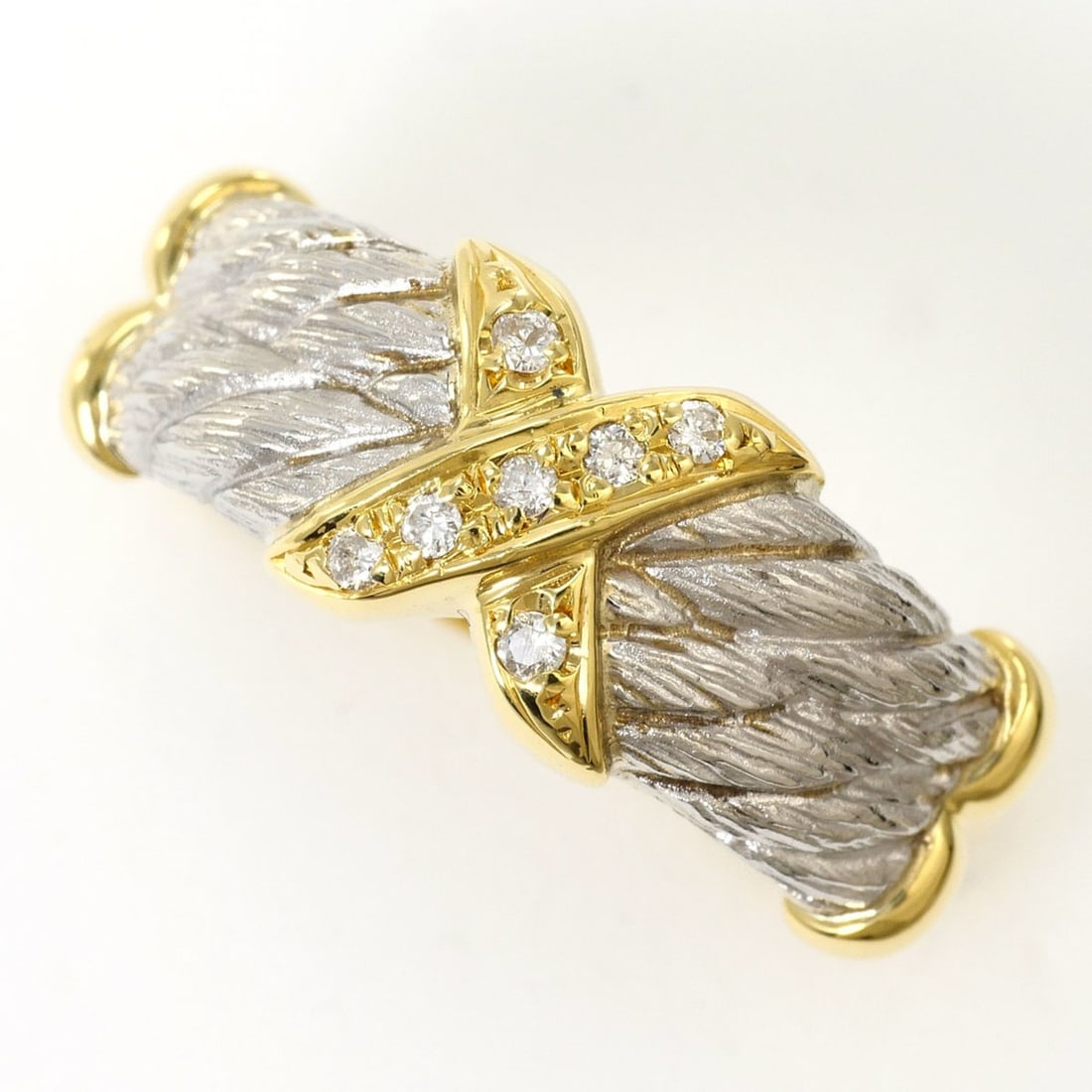 PT900 Platinum 18K Yellow Gold Ring with 0.06ct Diamond, Certificate of Authenticity, Total Weight (1 of 11)