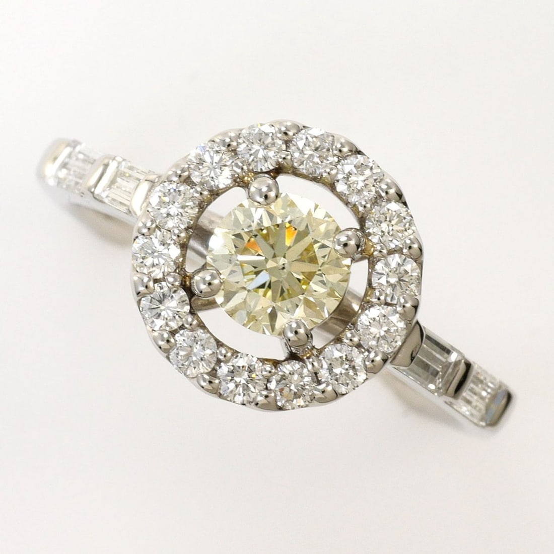 PT900 Platinum Ring, 1 Yellow Diamond 0.638ct, 0.60ct, SI2 Clarity, Certificate Included, Total (1 of 9)