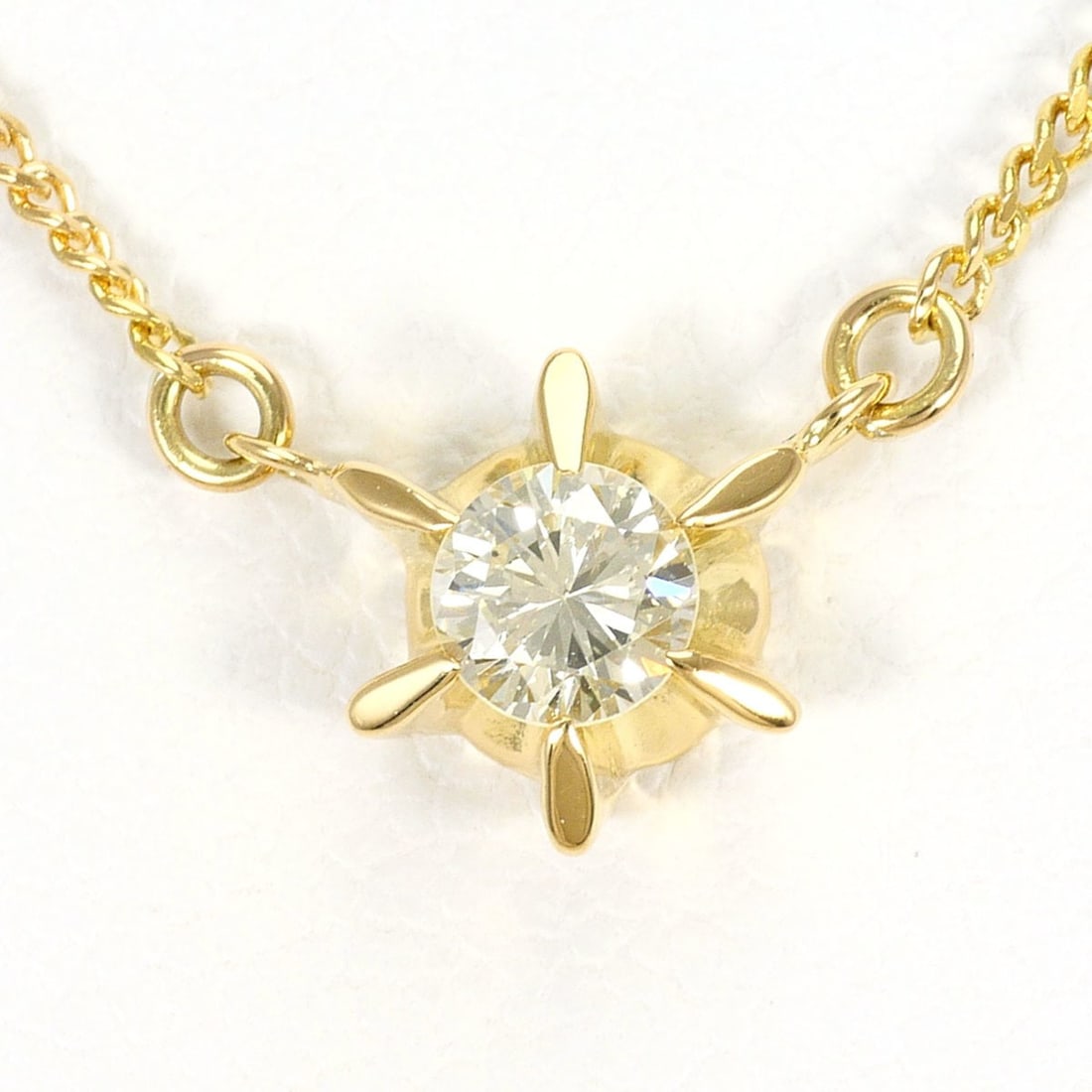 18K (18-karat) Yellow Gold Necklace with 0.19ct Diamond, Total Weight 2.1g, 40cm Length, Like New (1 of 9)