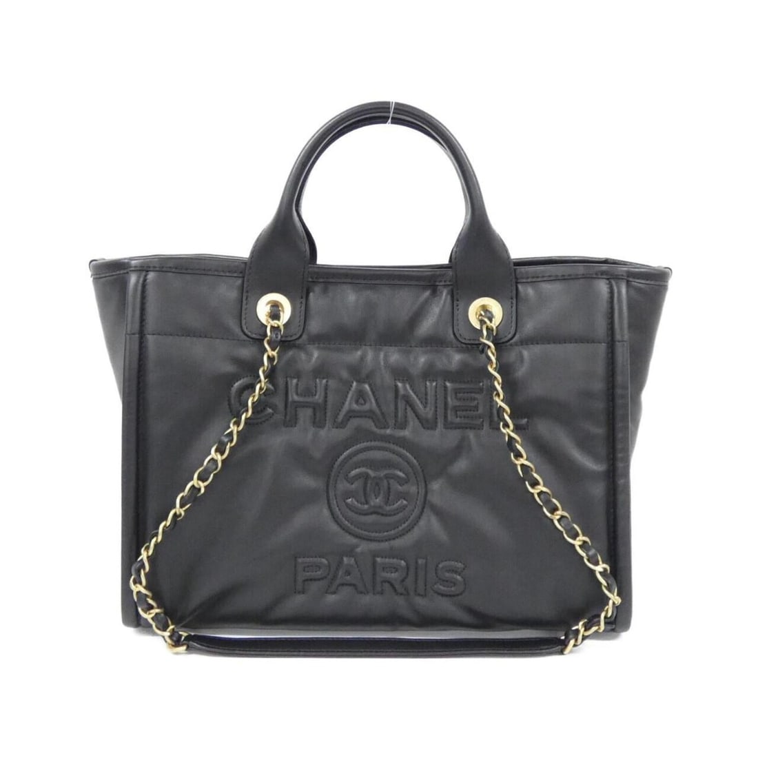 Chanel Deauville Line AS3257 Handbag: --- Catalog ---Category: SizeSize (HxWxD): 25cm x 32cm x 16cm / 9.84'' x 12.59'' x 6.29''Category: DesignType: Handbag, PouchColor: BlackGender: WomenMaterial: Leather Hardware Color: Matte goldLeathe