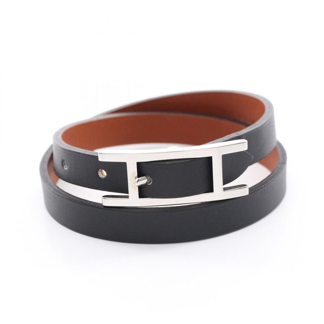 Hermes HERMES Be Api Double Tour Silver Hardware Reversible Bracelet Leather Accessory Women's Black: --- Catalog ---Category: SizeLength: 15cm / 5.9''Category: DesignType: Charm braceletColor: BlackGender: WomenMaterial: LeatherCategory: GeneralBrand: Hermes--- Item List ---Section: ConditionRanking:
