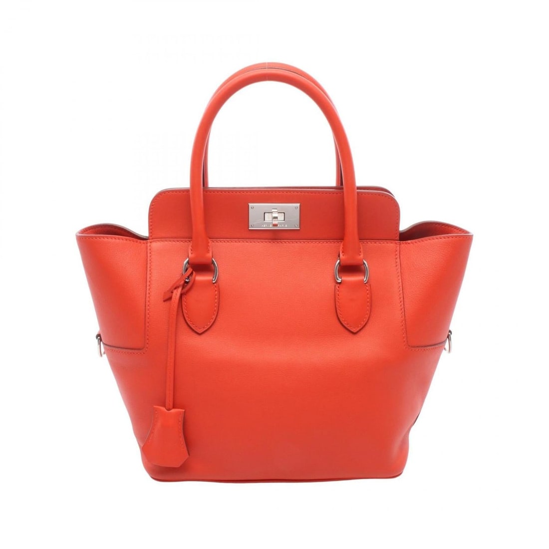 Hermes Toolbox 20 Handbag, Leather, Calfskin (Veau Swift), Women's, Red: --- Catalog ---Category: SizeSize (HxWxD): 23cm x 20.5cm x 15cm / 9.05'' x 8.07'' x 5.9''Category: DesignType: HandbagColor: Capucine, Red colorGender: WomenMaterial: Swift leather , Leather Hardware 