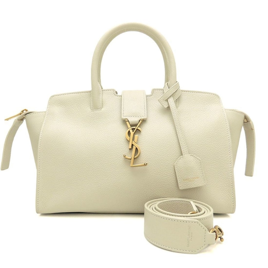 YVES SAINT LAURENT Downtown Baby 635346 Handbag, Leather, Ivory, Women's 353336: --- Catalog ---Category: SizeSize (HxWxD): 17cm x 34cm x 12.5cm / 6.69'' x 13.38'' x 4.92''Strap Length: 100.5cm / 39.56''Category: DesignType: HandbagColor: IvoryGender: WomenClosure: Magnet, ZipperM