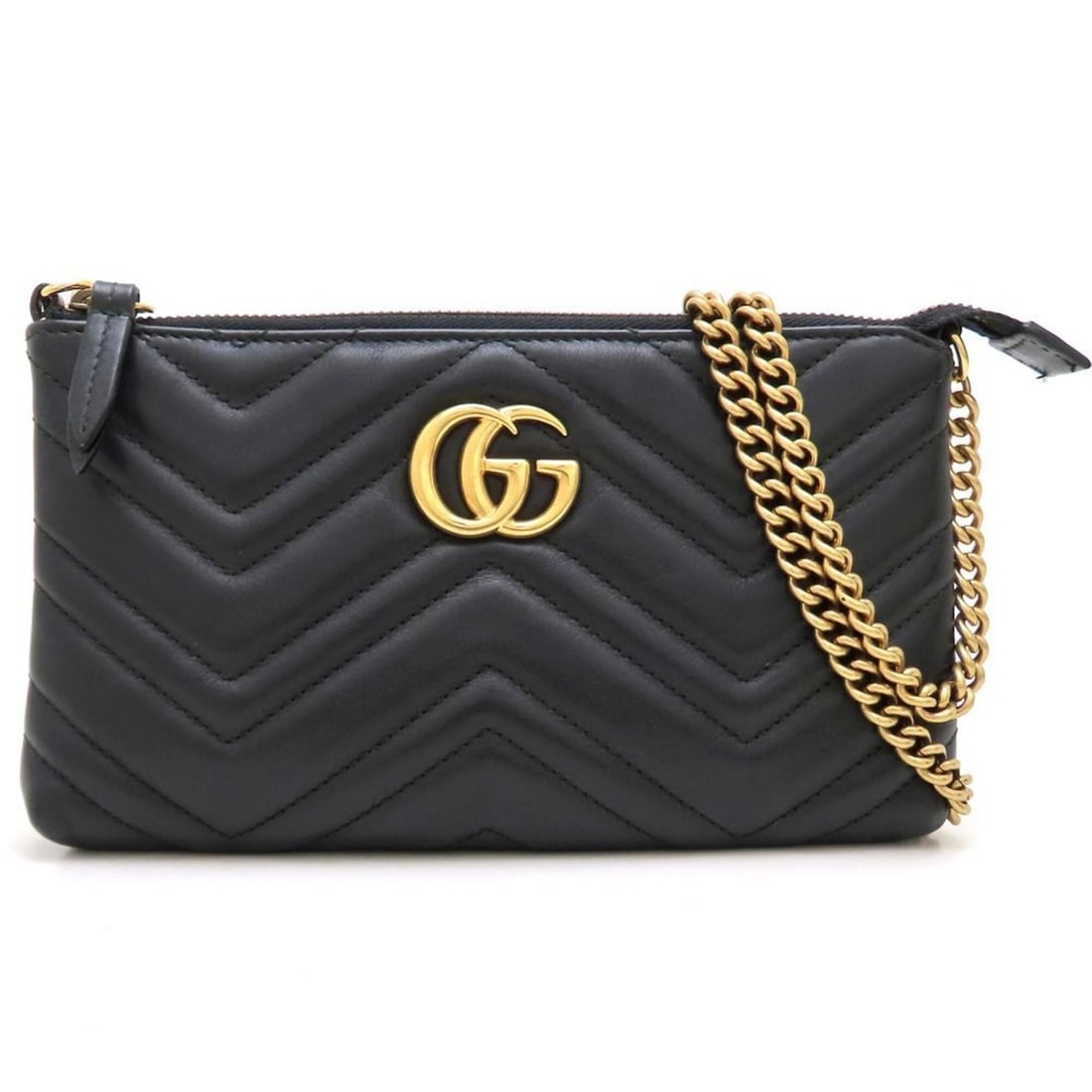 GUCCI GG Marmont 443447 Chain Wallet Shoulder Bag Leather Black Women's 353331: --- Catalog ---Category: SizeSize (HxWxD): 12cm x 21cm x 3cm / 4.72'' x 8.26'' x 1.18''Strap Length: 115cm / 45.27''Category: DesignType: Shoulder bagColor: BlackGender: WomenClosure: ZipperMaterial: 