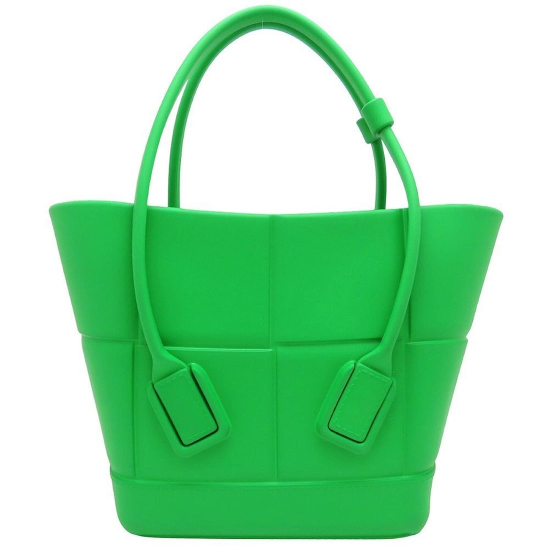 BOTTEGA VENETA Arco handbag, rubber, green, women's, 353327: --- Catalog ---Category: SizeSize (HxWxD): 21cm x 29cm / 8.26'' x 11.41''Category: DesignType: HandbagColor: GreenGender: WomenClosure: OpenMaterial: Rubber Category: GeneralBrand: Bottega Veneta--- I