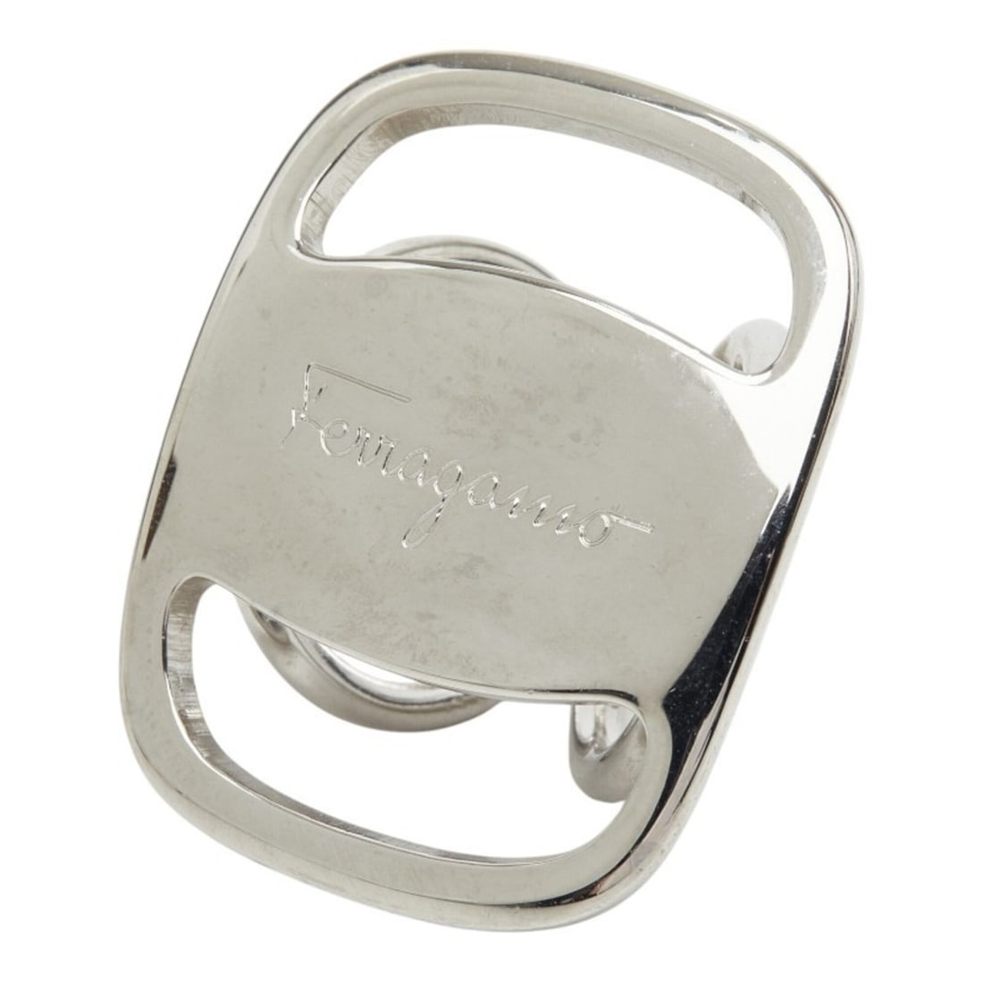 Salvatore Ferragamo Vara Scarf Ring, Silver Metal, Women's: --- Catalog ---Category: DesignType: Scarf ringColor: SilverGender: WomenMaterial: Metal Category: GeneralBrand: Salvatore FerragamoCategory: Physical PropertiesSize (HxWxD): 3.67cm x 2.85cm / 1.44'' 