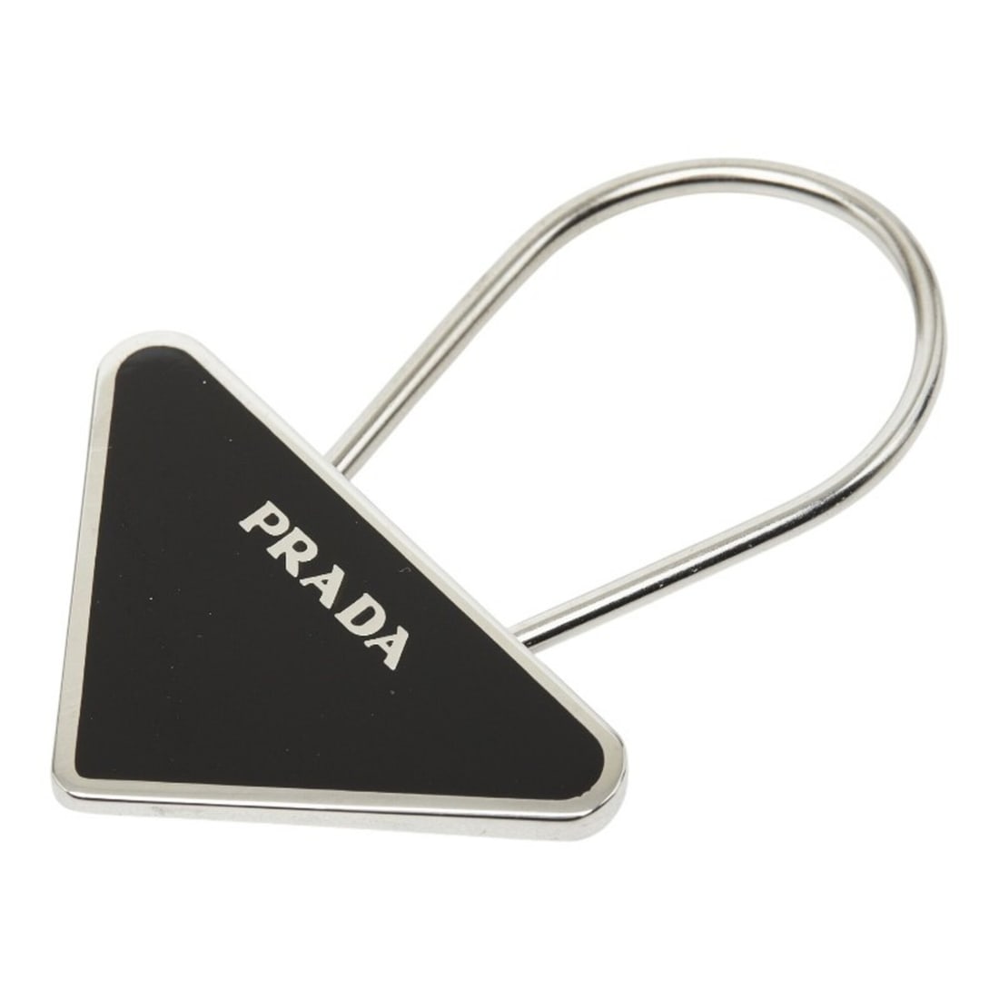 Prada Triangle Logo Plate Keyring Key Charm M713 Black Silver Metal Enamel Women's PRADA: --- Catalog ---Category: SizeSize (HxWxD): 7.3cm x 5cm / 2.87'' x 1.96''Category: DesignType: KeyringColor: Black, SilverGender: WomenMaterial: Enamel, MetalCategory: GeneralMPN: M713Brand: Prada--- I