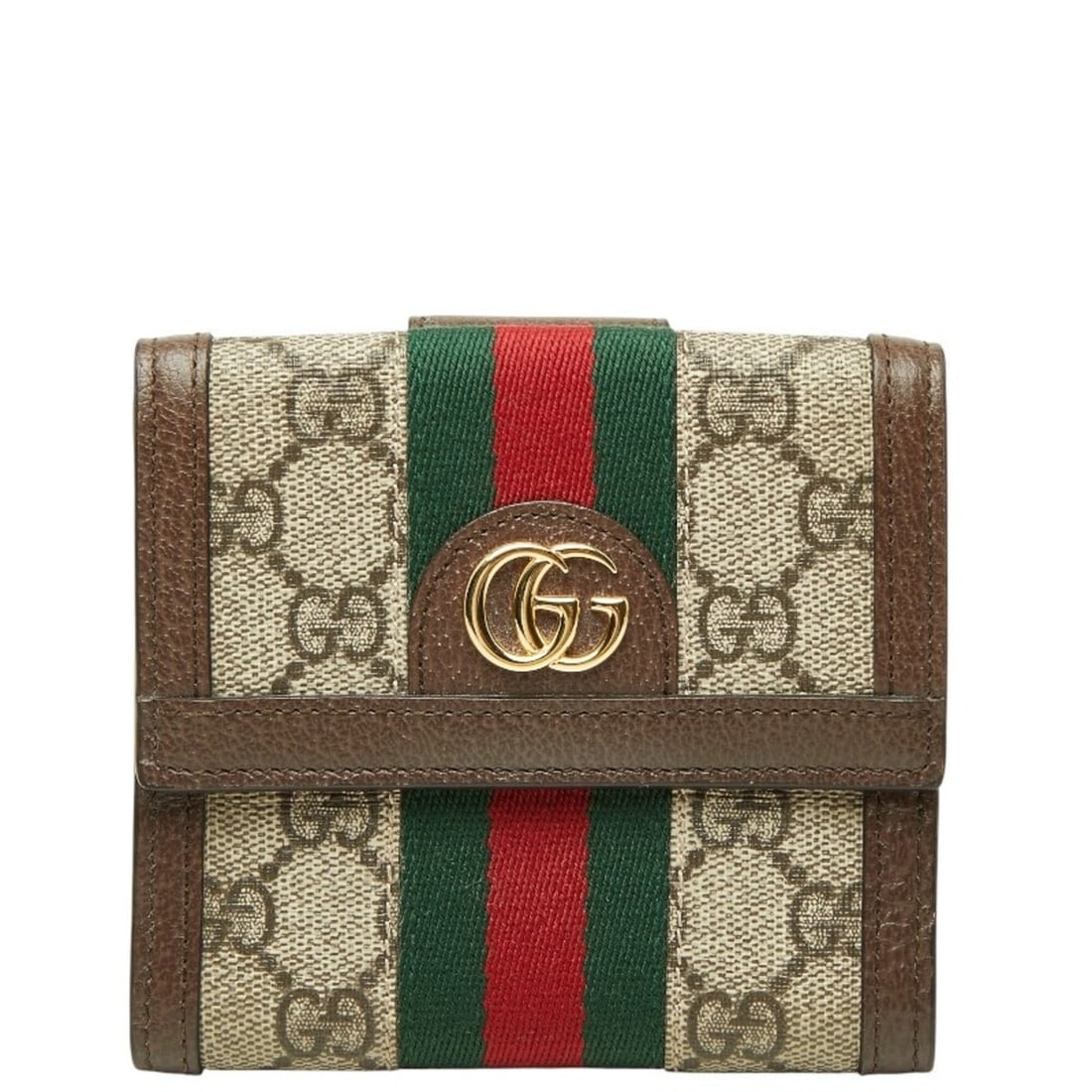 Gucci GG Supreme Ophidia Bi-fold Wallet with Double Snap Closure, 523173, Beige Brown Leather,: --- Catalog ---Category: SizeSize (HxWxD): 11cm x 12cm x 2.5cm / 4.33'' x 4.72'' x 0.98''Category: DesignType: Wallet (bi-fold)Color: Beige, BrownGender: WomenMaterial: PVC , Leather Category: General