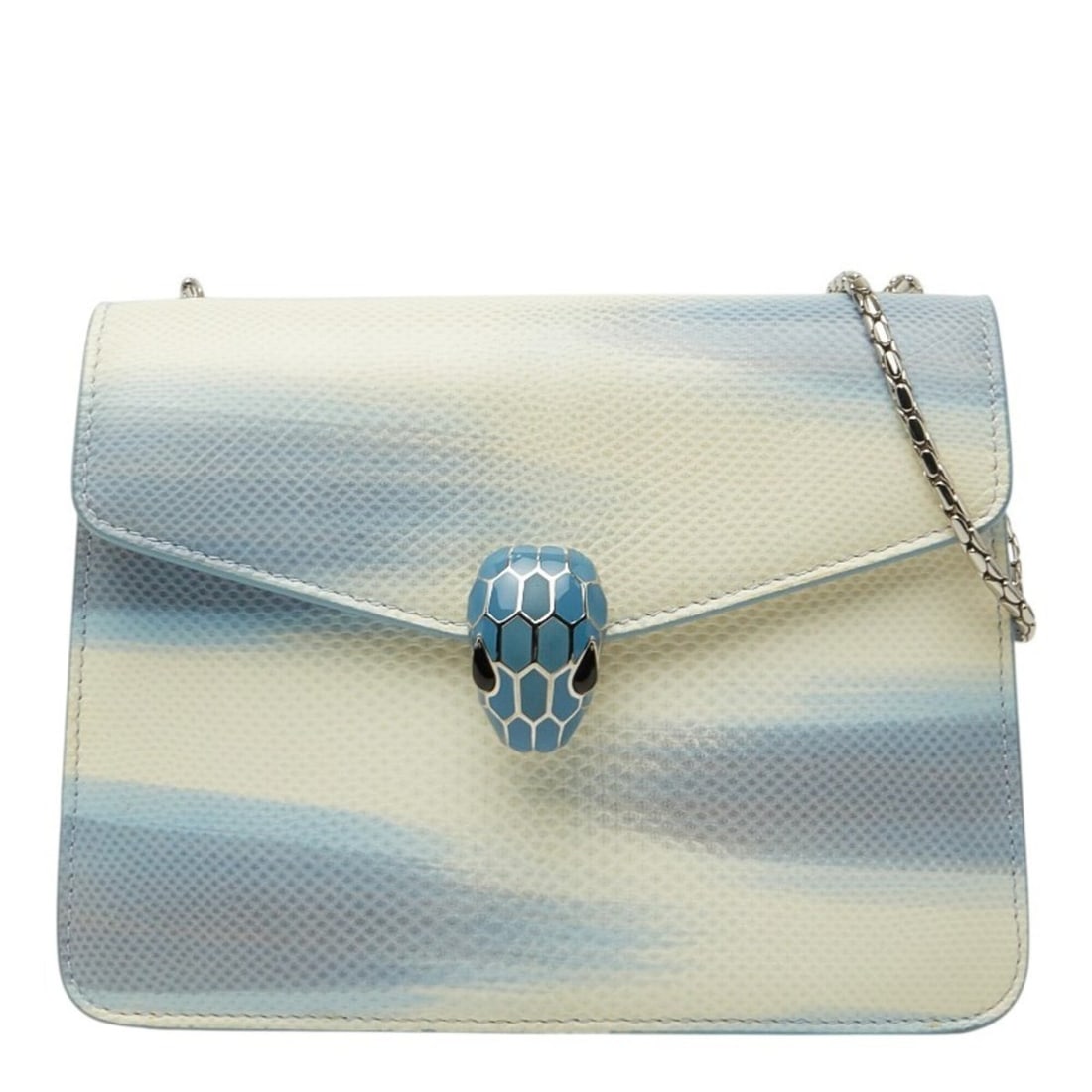 Bulgari Serpenti Forever Chain Shoulder Bag, Ivory/Blue Leather, Women's, BVLGARI: --- Catalog ---Category: SizeSize (HxWxD): 15cm x 19.5cm x 4.5cm / 5.9'' x 7.67'' x 1.77''Category: DesignType: Shoulder bagColor: Blue, IvoryGender: WomenMaterial: Leather Category: GeneralBrand: Bvl