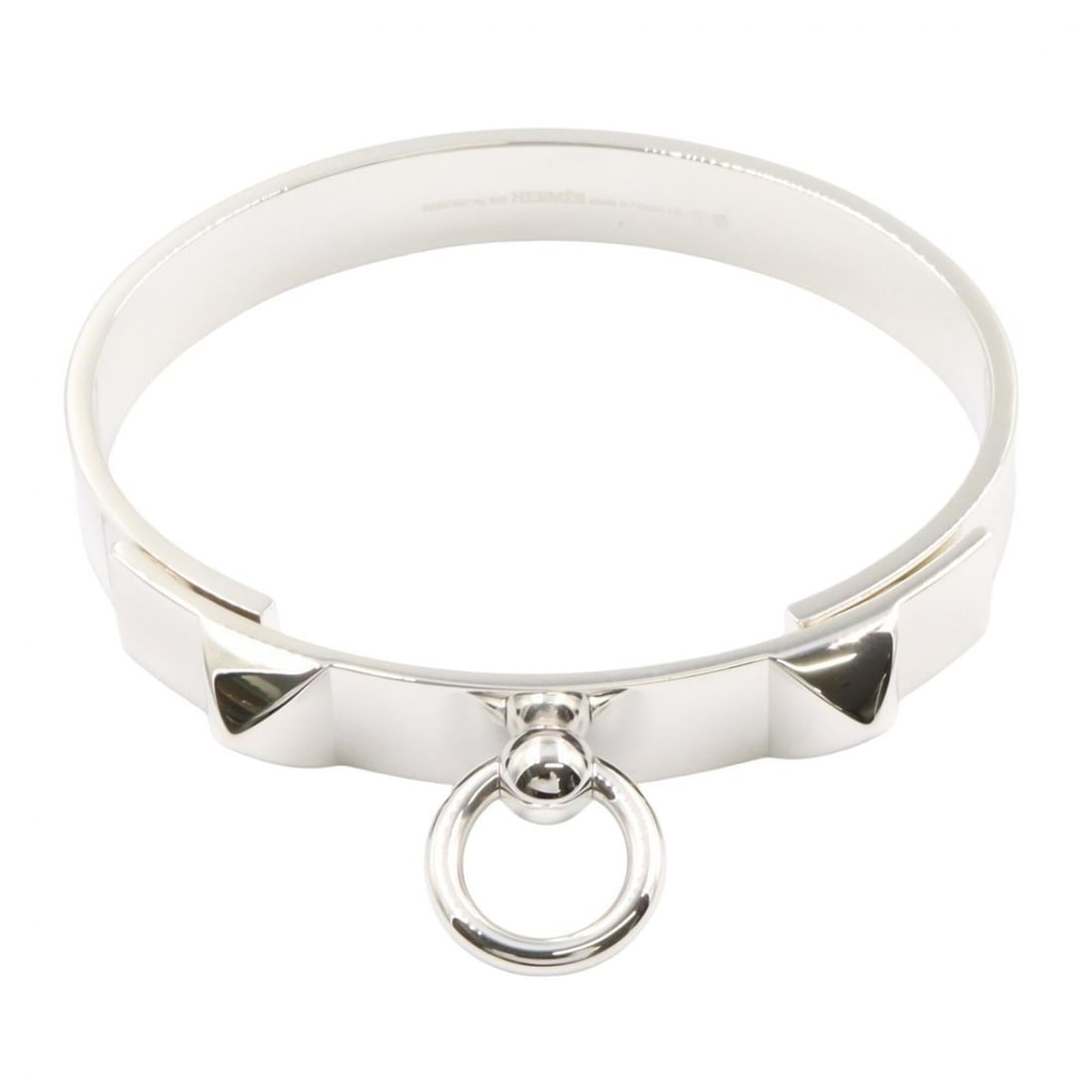 Hermes Collier de Chien Bangle LG Accessory Sterling Silver 925 Women's: --- Catalog ---Category: SizeSize: LGWeight: 42.7g / 1.5oz.Category: DesignType: BangleMetal: SilverGender: WomenMetal Purity: Silver925Category: GeneralLine: Collier de ChienBrand: Hermes--- Item Lis