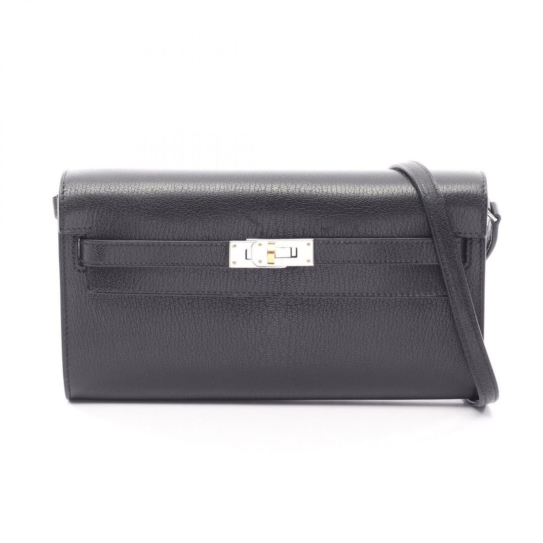 Hermes Kelly To Go Shoulder Bag/Handbag with Electrum Hardware, Leather, Chevre Shamkira, Black.: --- Catalog ---Category: SizeSize (HxWxD): 11.5cm x 20.5cm x 3.5cm / 4.52'' x 8.07'' x 1.37''Strap Length: 110cm / 43.3''Category: DesignType: Handbag, Shoulder bagColor: BlackGender: WomenMaterial: C