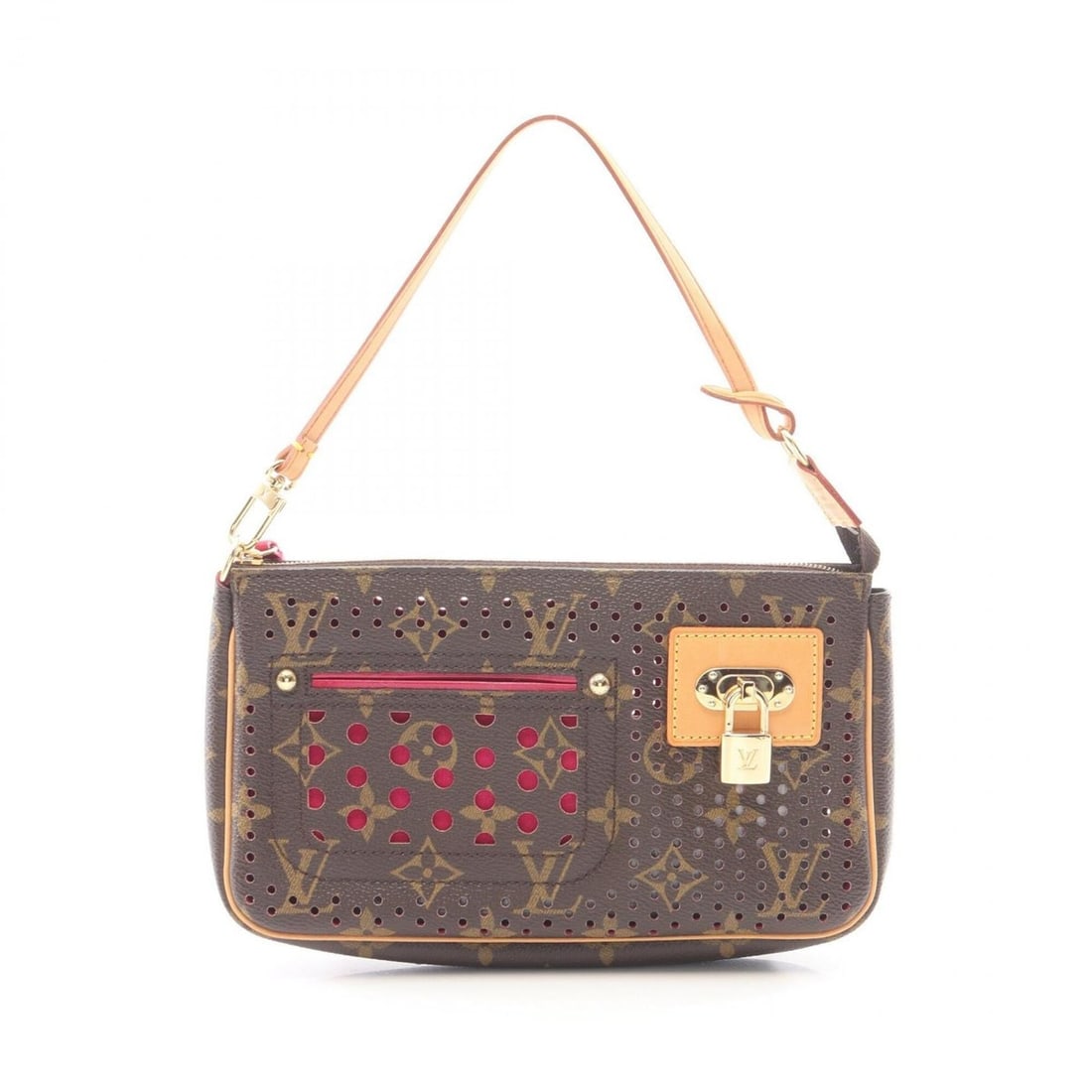 Louis Vuitton Pochette Accessoires Handbag, Coated Canvas and Leather, Monogram Perfo, Women's,: --- Catalog ---Category: SizeSize (HxWxD): 13cm x 21cm x 4cm / 5.11'' x 8.26'' x 1.57''Category: DesignType: HandbagColor: Brown, Monogram, PinkGender: WomenMaterial: Coated canvas Category: GeneralMP