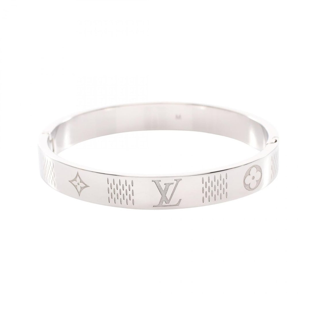 Louis Vuitton Damier Heritage Bangle, Stainless Steel, Silver Tone, M1387M: --- Catalog ---Category: SizeLength: 17.5cm / 6.88''Category: DesignType: BangleColor: SilverGender: MenMaterial: Stainless steelCategory: GeneralMPN: M1387MBrand: Louis Vuitton--- Item List ---Sectio