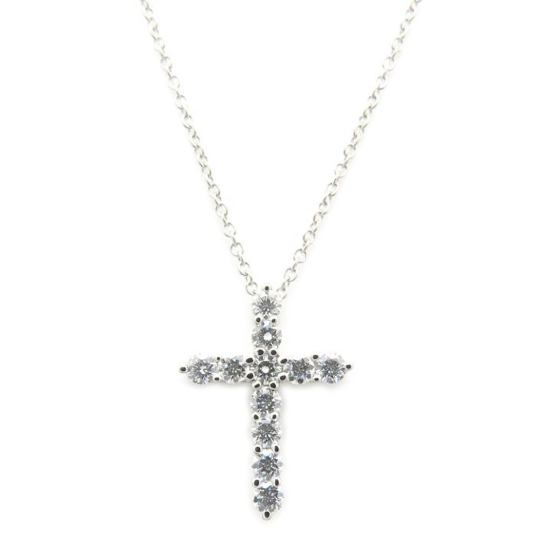 TIFFANY&Co. Tiffany Small Cross Necklace with Diamonds, Pt950 Platinum, Women's, 295637: --- Catalog ---Category: SizeWeight: 3.9g / 0.13oz.Pendant Size: 18.1mm x 13.3mm / 0.71'' x 0.52''Neck Circumference: 41.5 cm / 16.33''Category: DesignStone: DiamondGender: WomenMaterial: Platinum 950