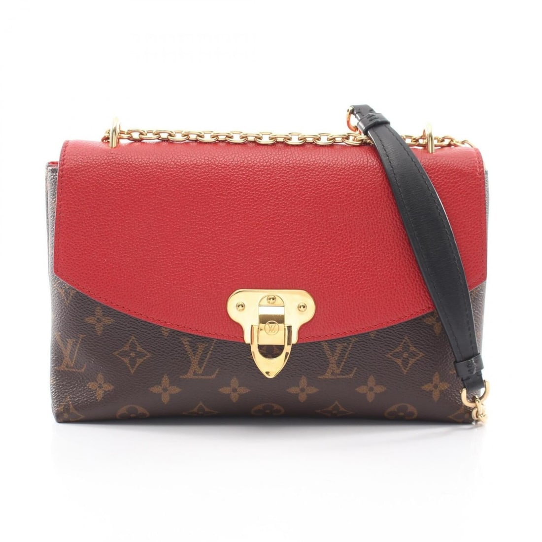 Louis Vuitton Saint Placido Shoulder Bag/Handbag, Coated Canvas and Leather, Monogram Pattern,: --- Catalog ---Category: SizeSize (HxWxD): 17.5cm x 24.5cm x 7cm / 6.88'' x 9.64'' x 2.75''Category: DesignType: Handbag, Shoulder bagColor: Brown, Red colorGender: WomenMaterial: Coated canvas , PVC 