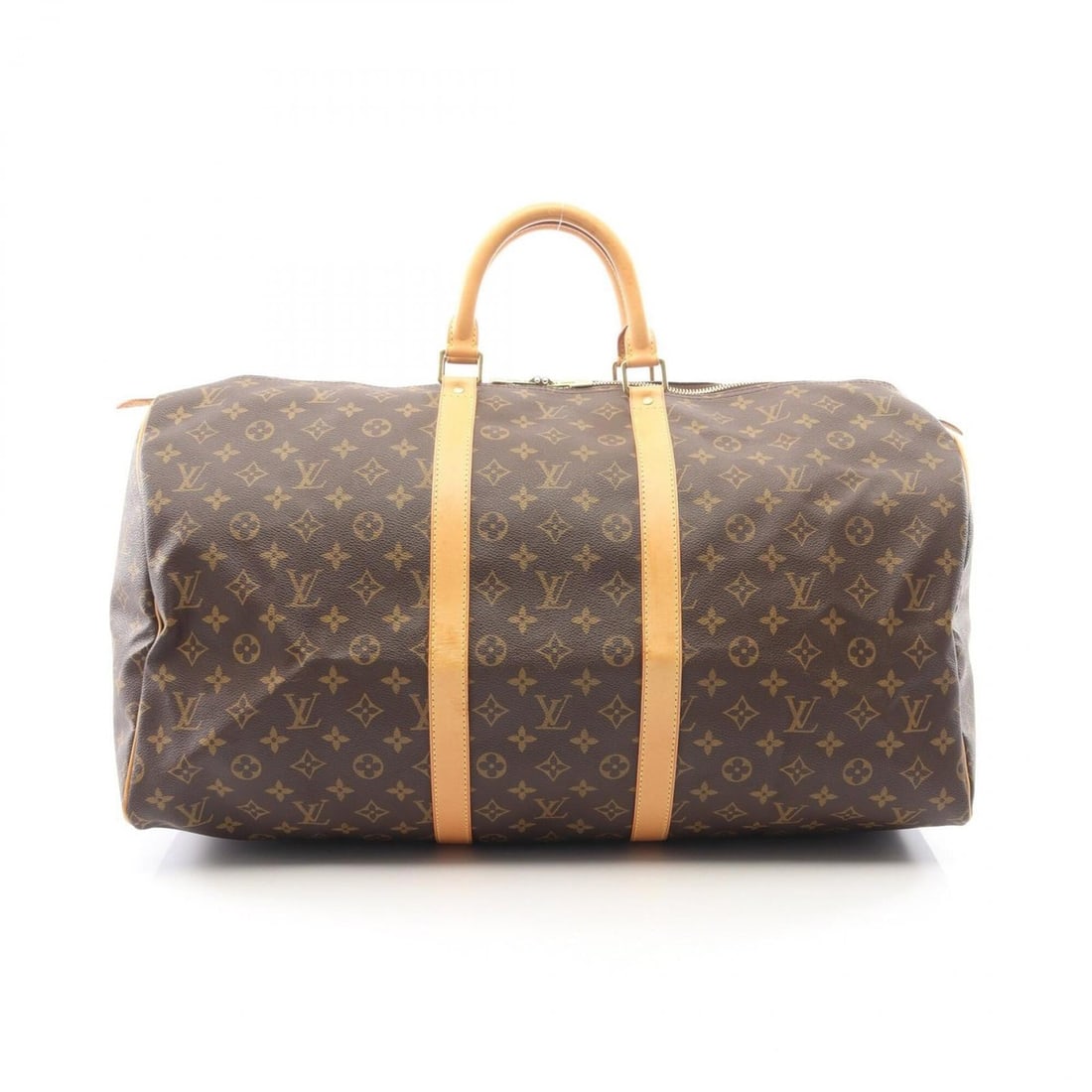 Louis Vuitton Keepall 55 Boston Bag Handbag, Coated Canvas and Leather, Monogram Pattern, Men's: --- Catalog ---Category: SizeSize (HxWxD): 30cm x 56cm x 25cm / 11.81'' x 22.04'' x 9.84''Category: DesignType: Boston bag, HandbagColor: BrownGender: Men,WomenMaterial: Coated canvas , PVC , Leather 