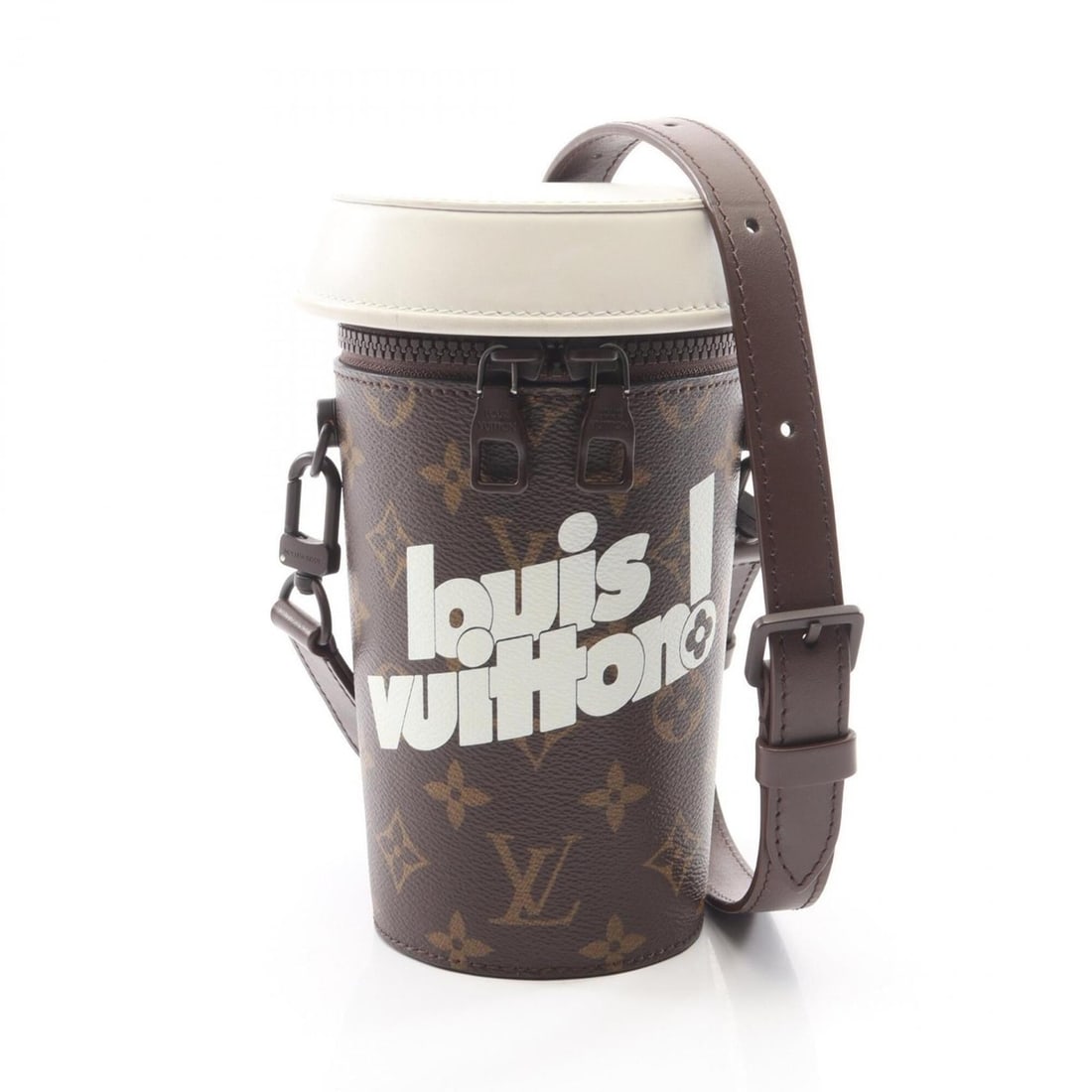 Louis Vuitton Everyday LV Coffee Cup Shoulder Bag/Handbag, Coated Canvas and Leather, Monogram: --- Catalog ---Category: SizeSize (HxWxD): 19cm x 9cm x 9cm / 7.48'' x 3.54'' x 3.54''Category: DesignType: Handbag, Shoulder bagColor: Brown, WhiteGender: MenMaterial: Coated canvas , PVC , Monogram 