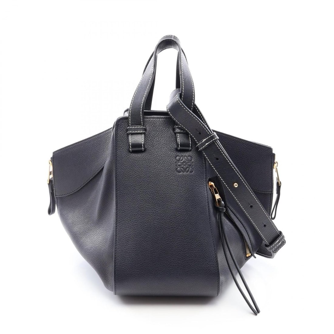Loewe Hammock Small 2-Way Handbag, Leather, Women's, Navy/Black (1 of 10)