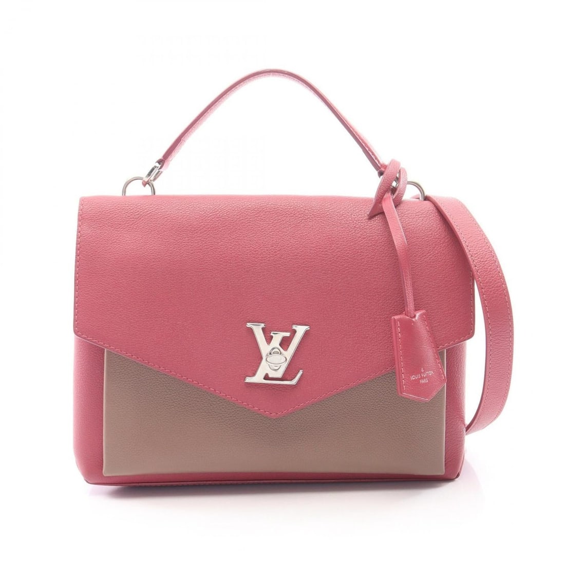 Louis Vuitton MyLockme Satchel 2-Way Handbag, Leather, Women's, Pink/Gray, M54997 (1 of 10)