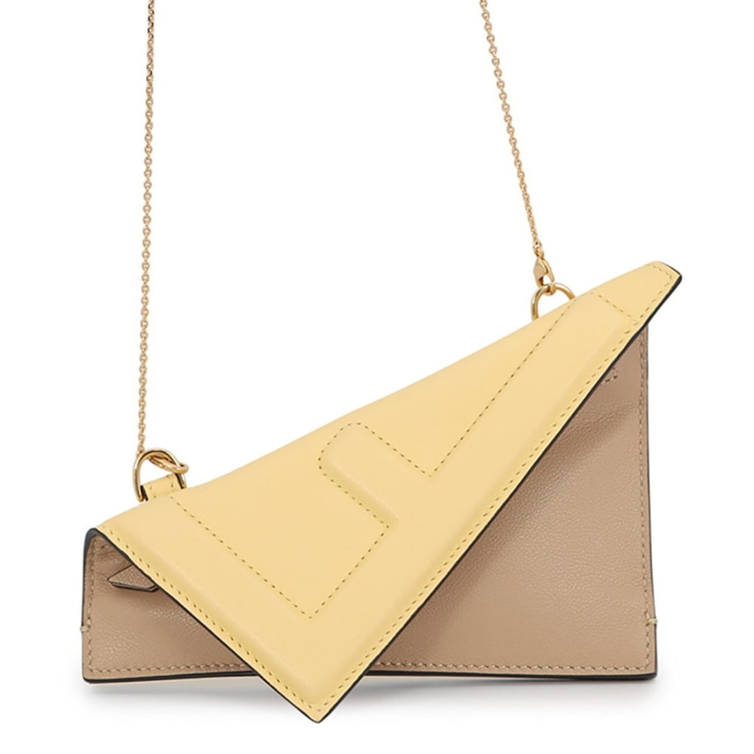 Fendi Chain Shoulder Pouch Flip Nano Leather FENDI Pochette Handbag: --- Catalog ---Category: SizeSize (HxWxD): 10cm x 16cm / 3.93'' x 6.29''Category: DesignType: Handbag, Pochette, PouchColor: Camel, YellowGender: WomenMaterial: Leather Hardware Color: GoldCategory: G